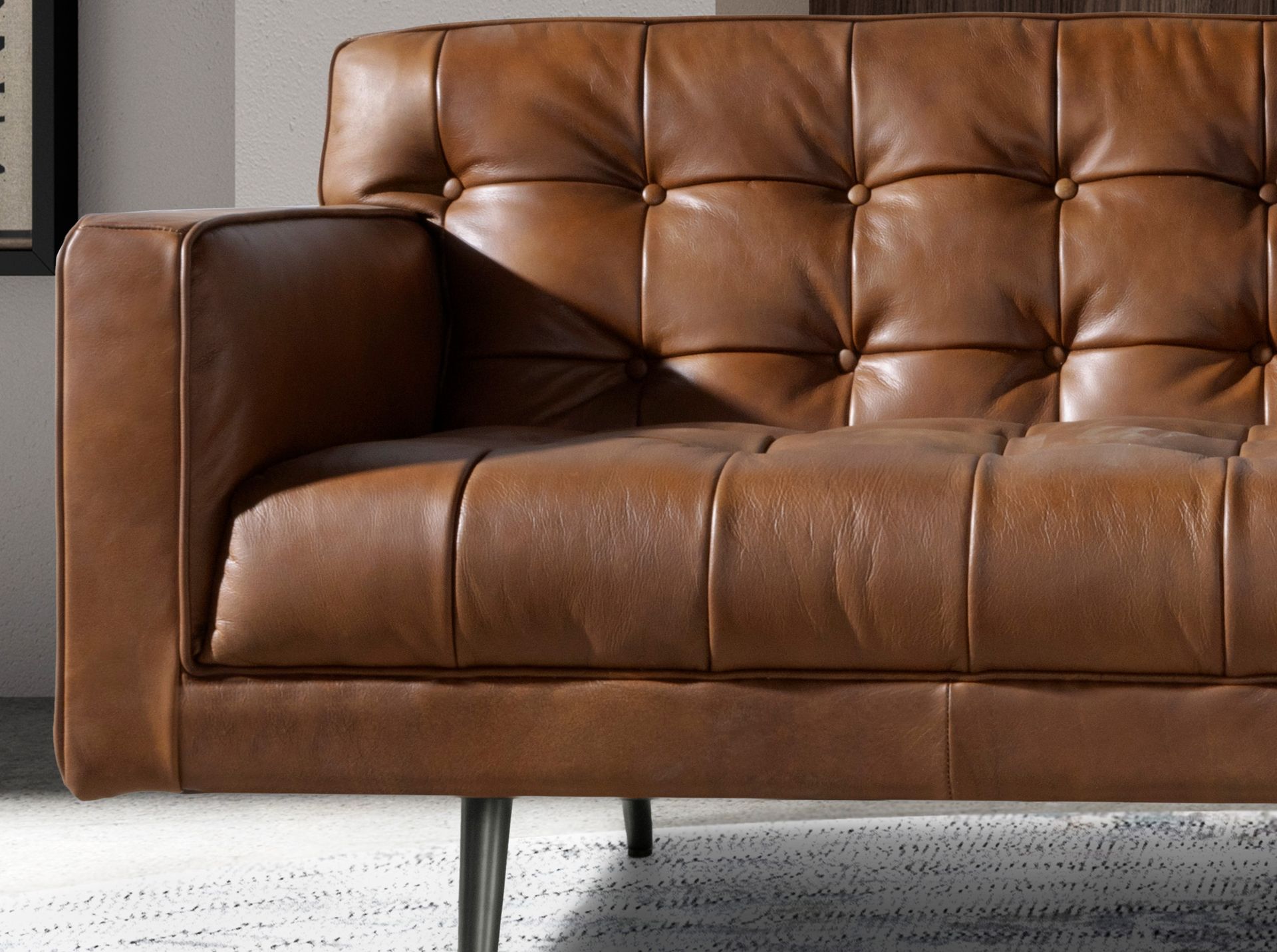 Chester 2 seater sofa in dark brown leather