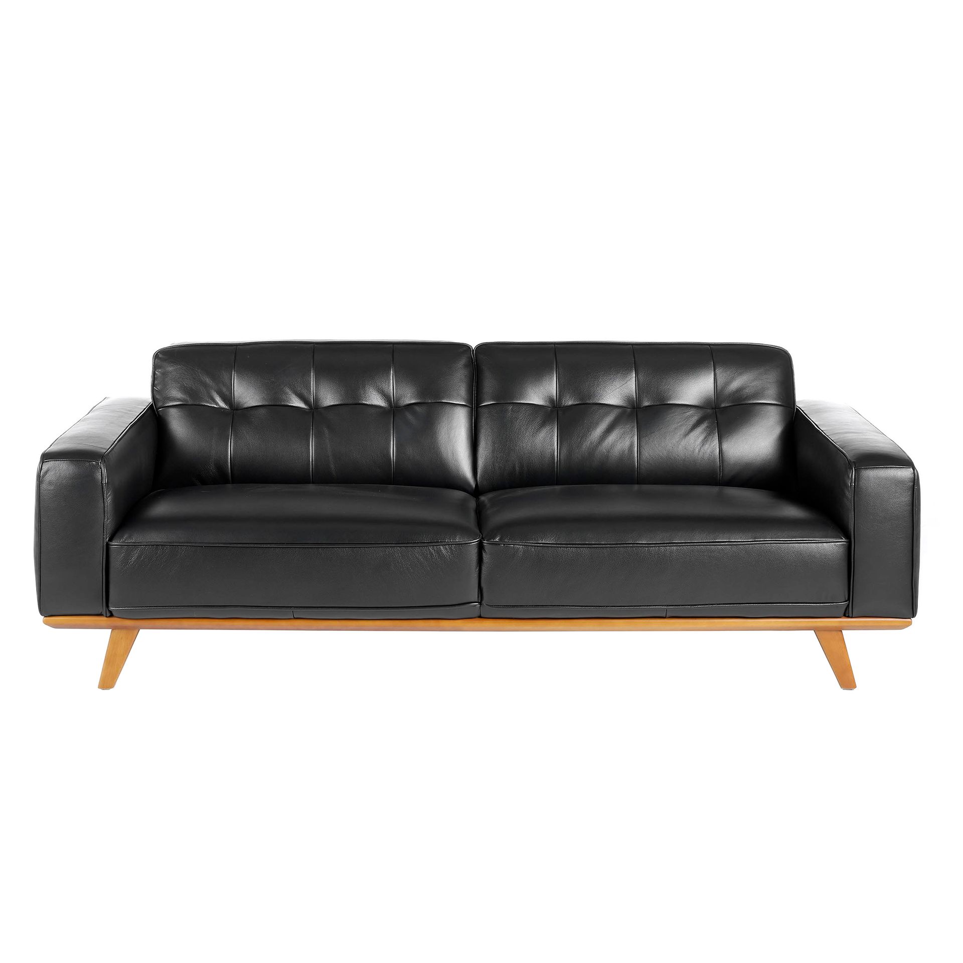 Chester 3 seater sofa in black leather
