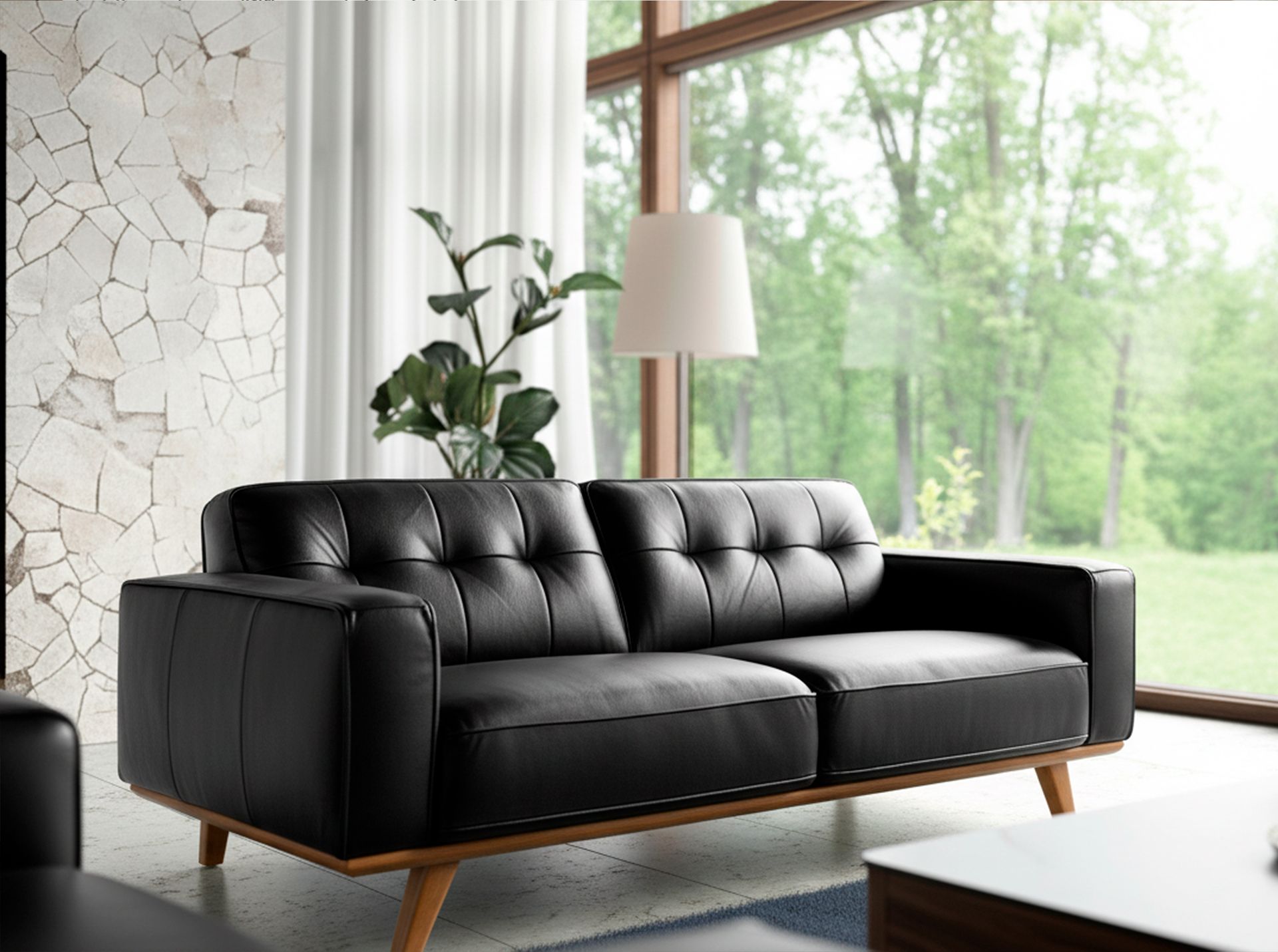 Chester 3 seater sofa in black leather