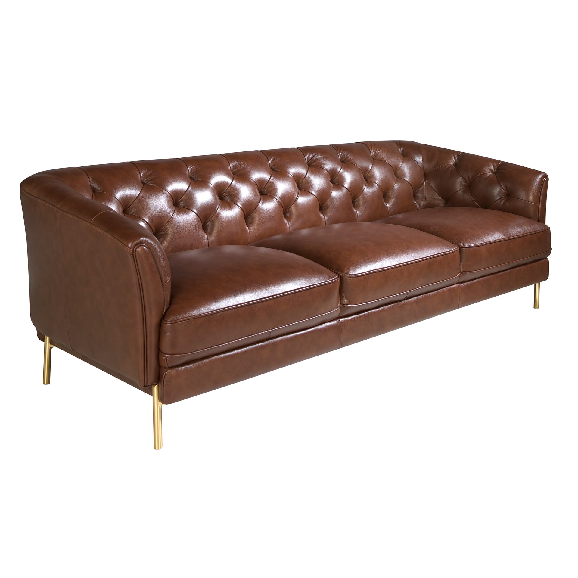 Chester 3 seater sofa in cognac brown leather