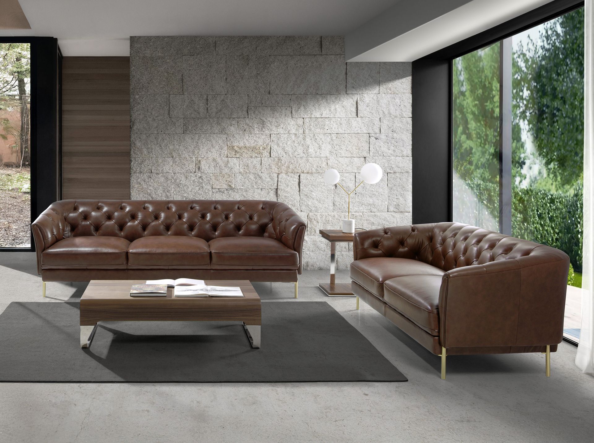 Chester 3 seater sofa in cognac brown leather