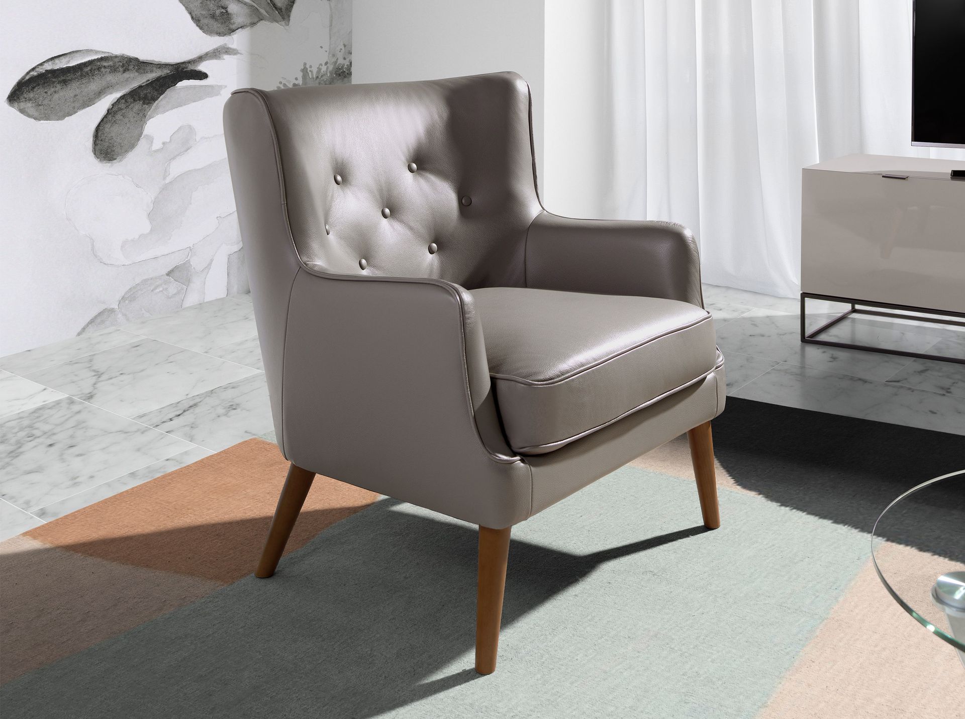 Chester armchair dark grey leather