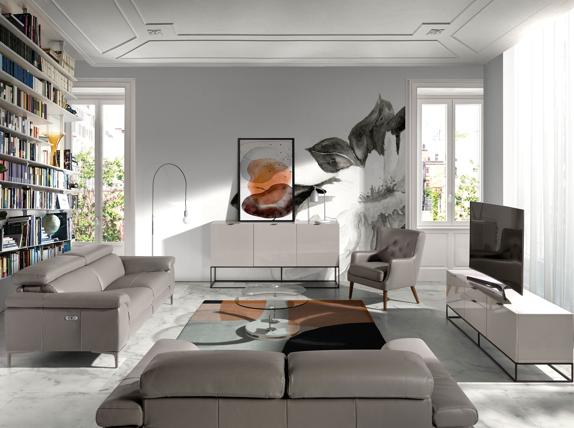 Chester armchair dark grey leather