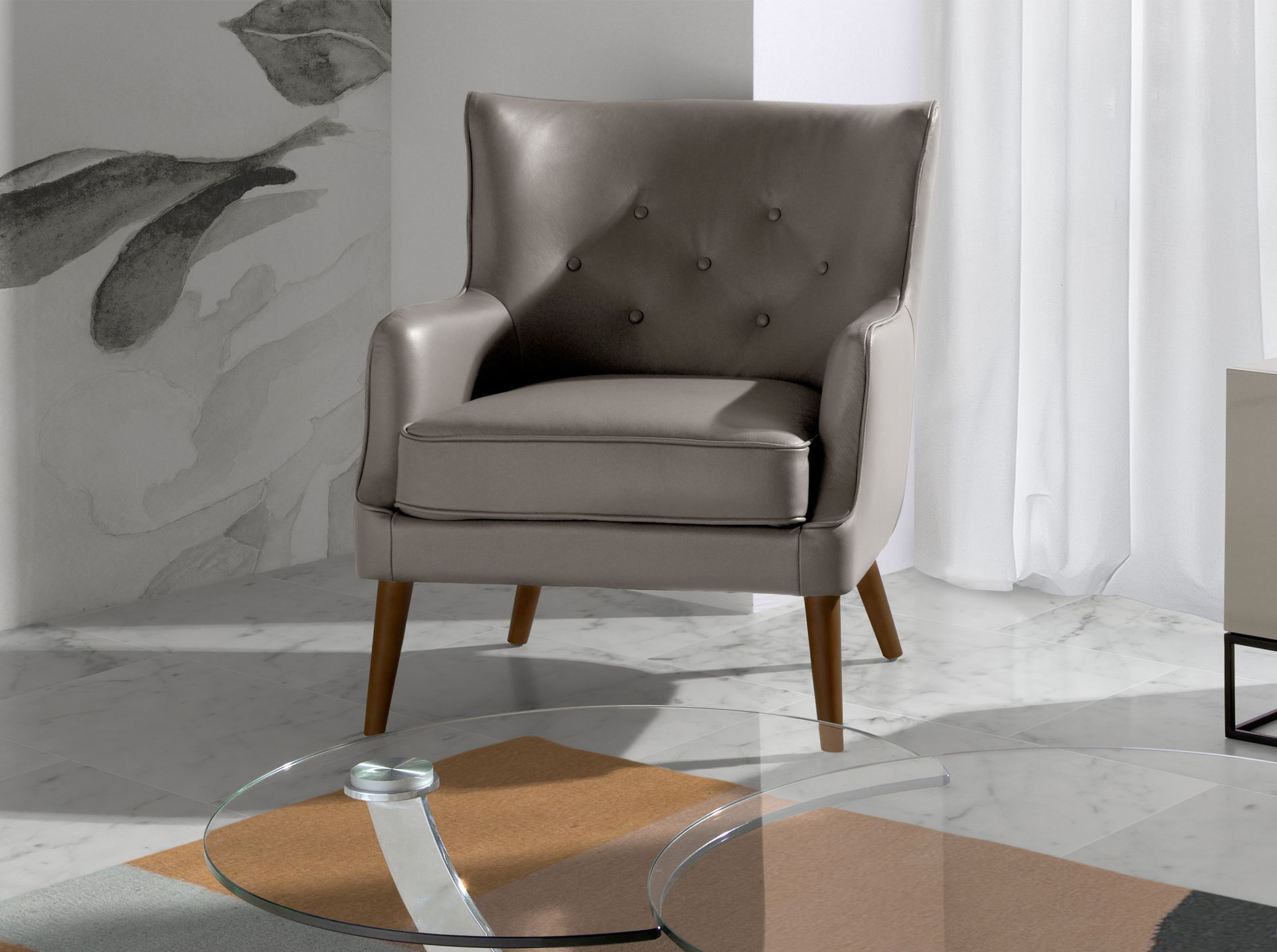 Chester armchair dark grey leather