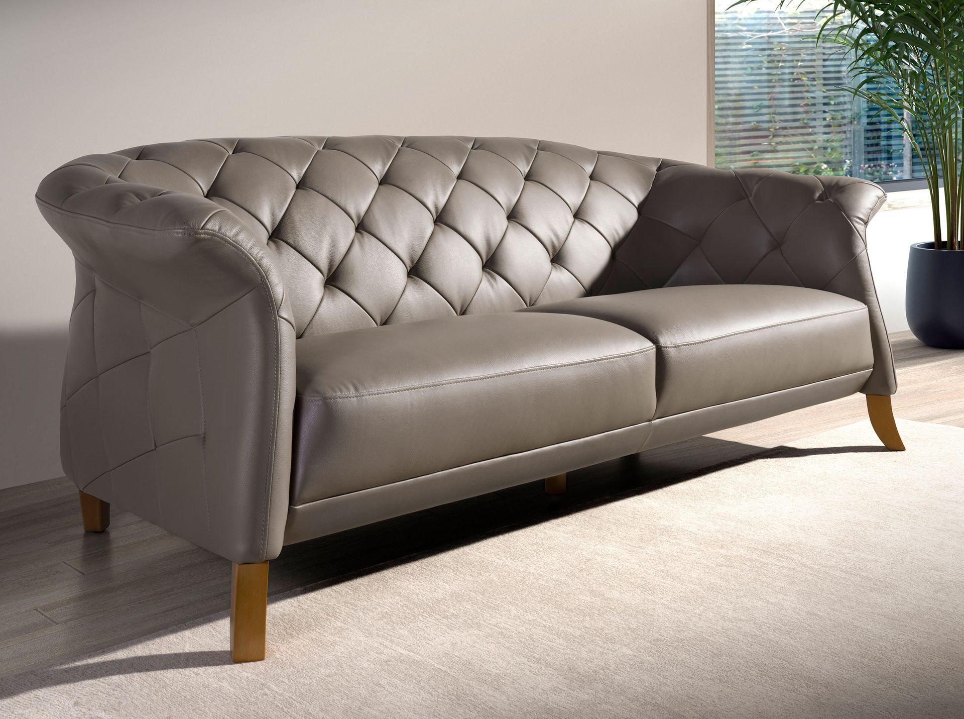 Chester sofa 3 seater grey leather