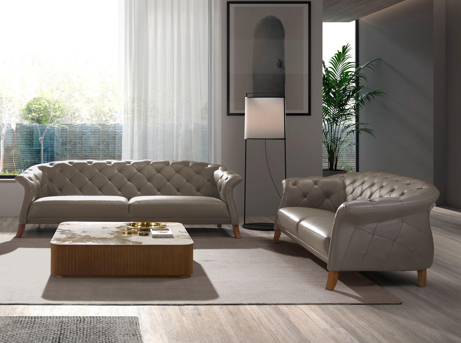 Chester sofa 3 seater grey leather