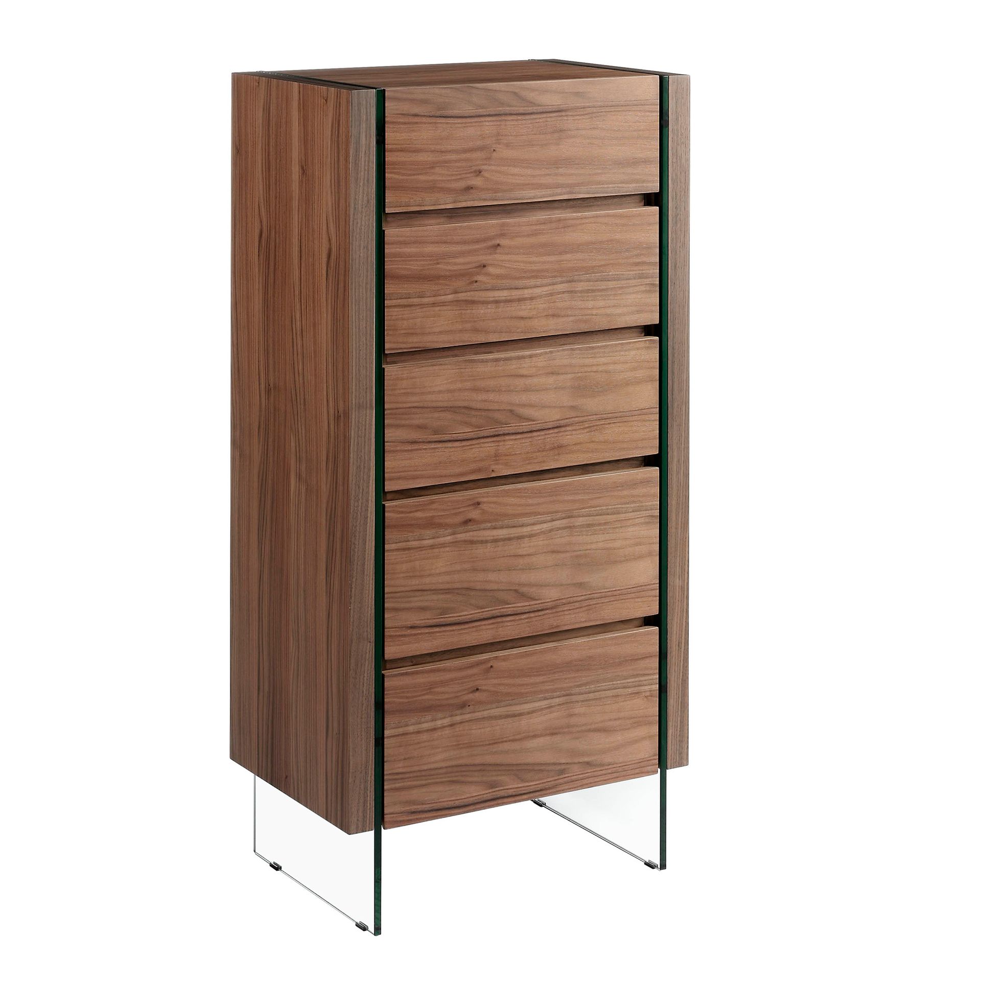 Chiffonier walnut and tempered glass