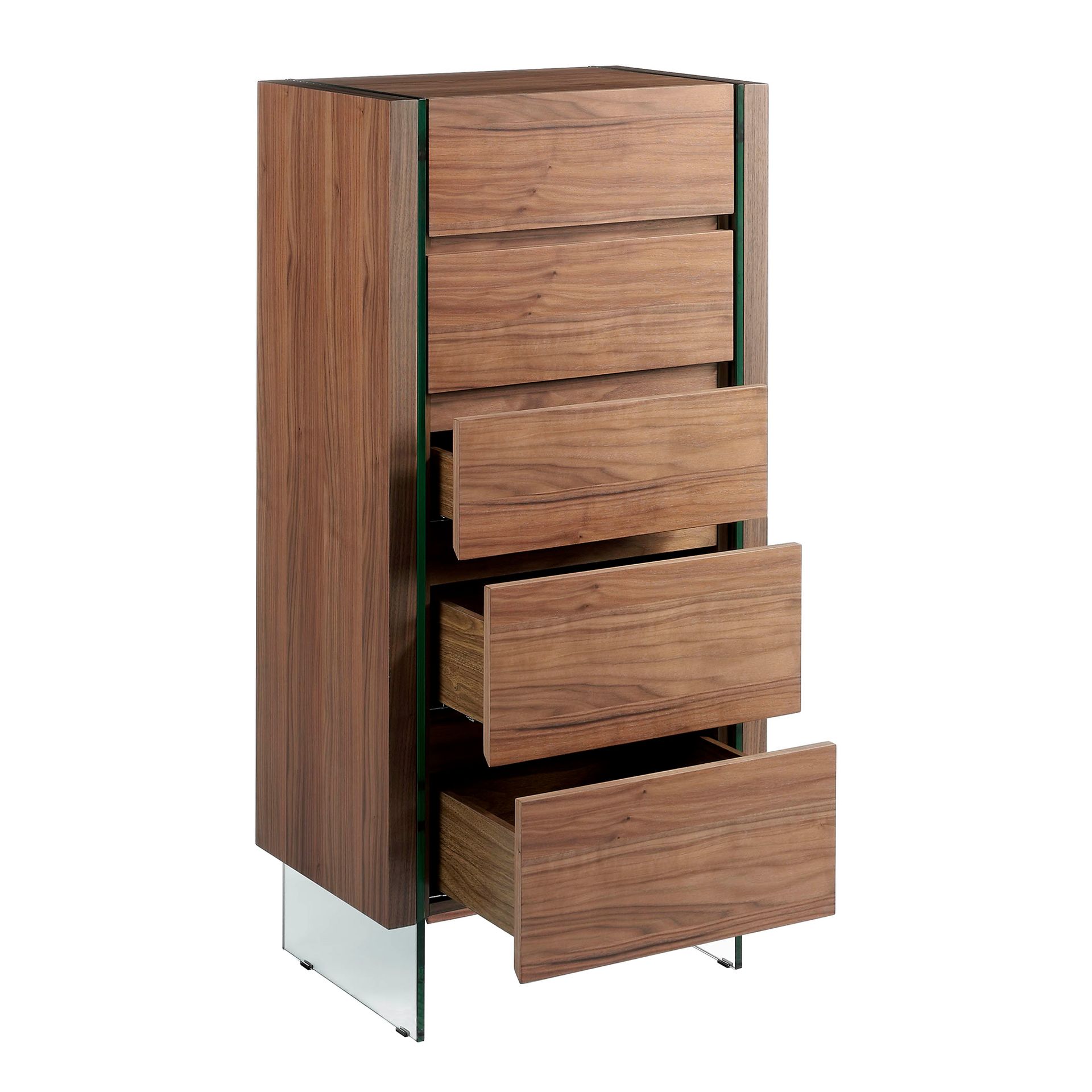 Chiffonier walnut and tempered glass