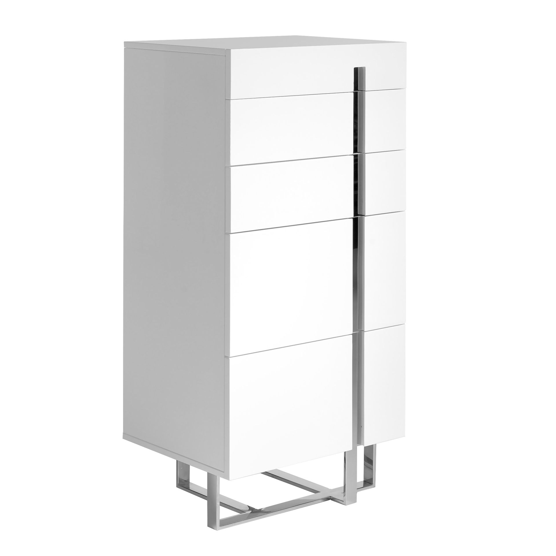 Chiffonier white wood and chrome-plated steel