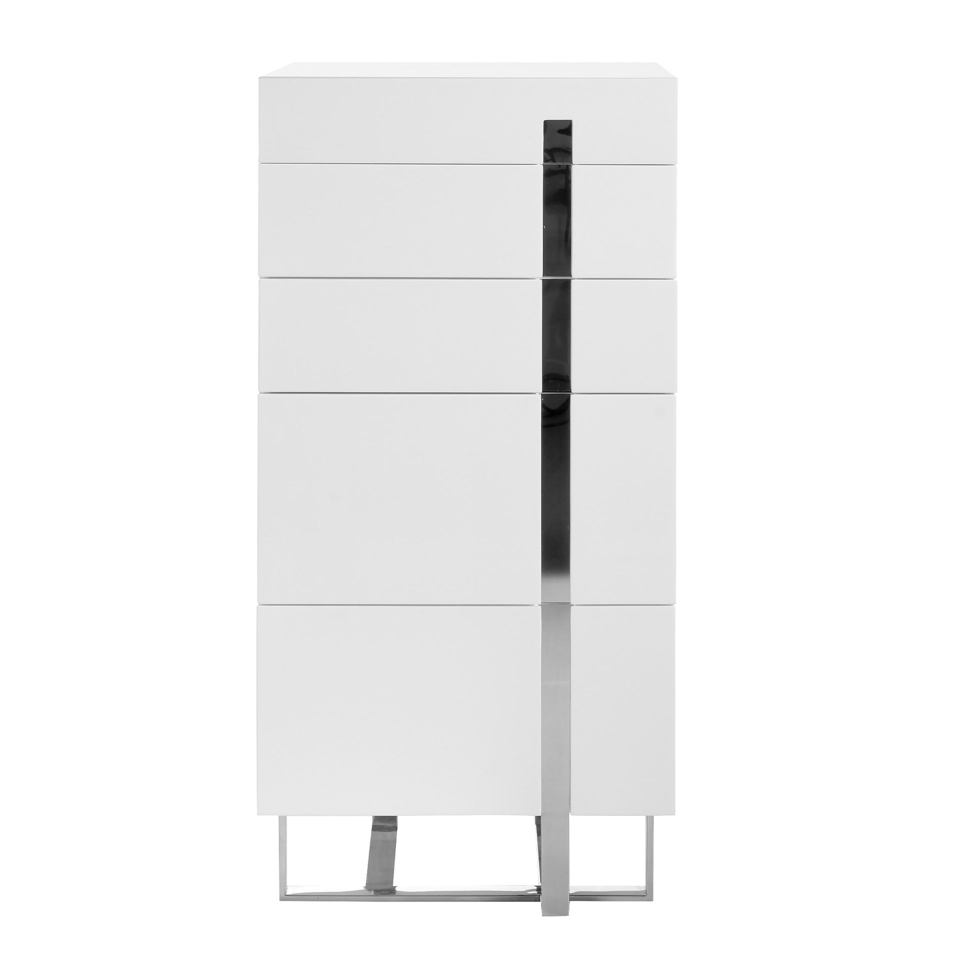 Chiffonier white wood and chrome-plated steel
