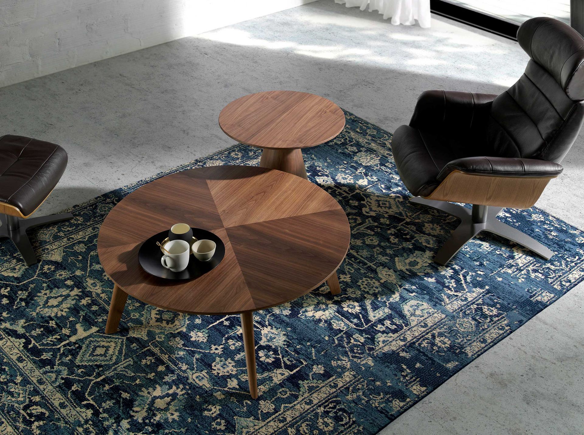 Chocolate brown leather ottoman