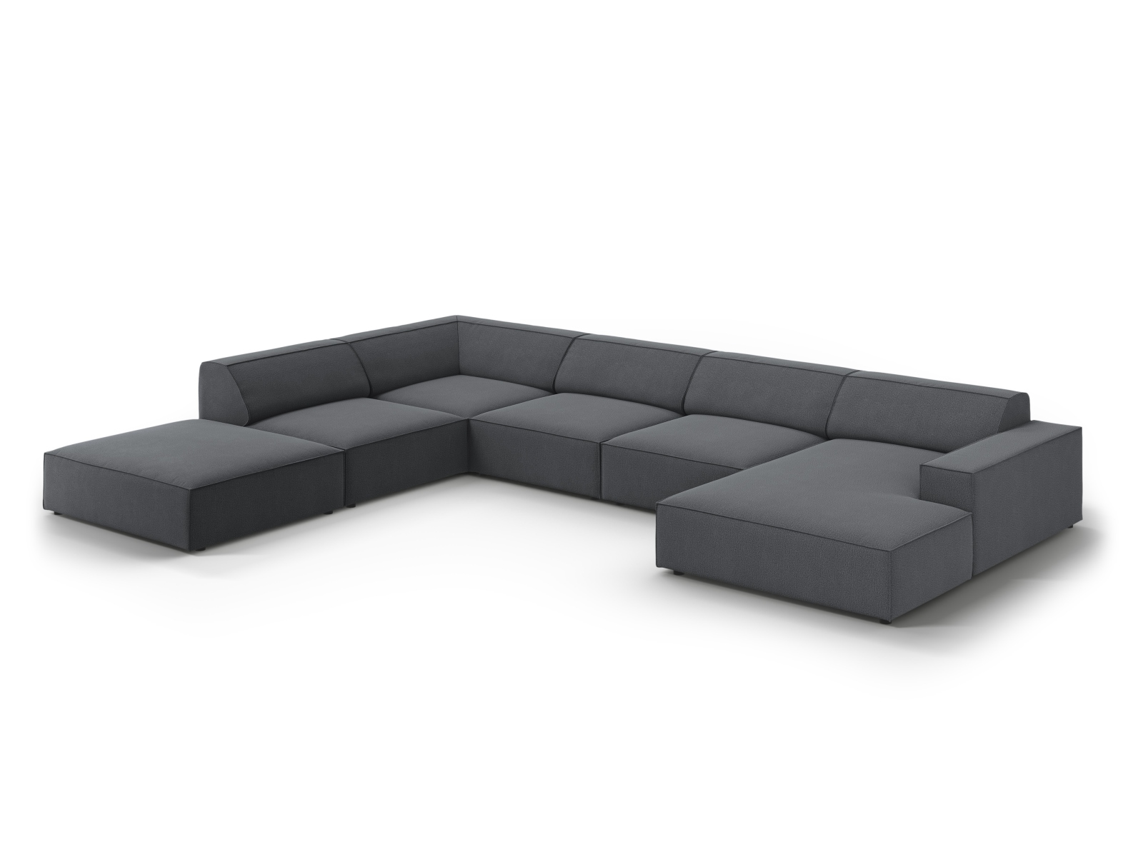 Modular Panoramic Left Corner Sofa, "Jodie", 7 Seats, 361x258x77