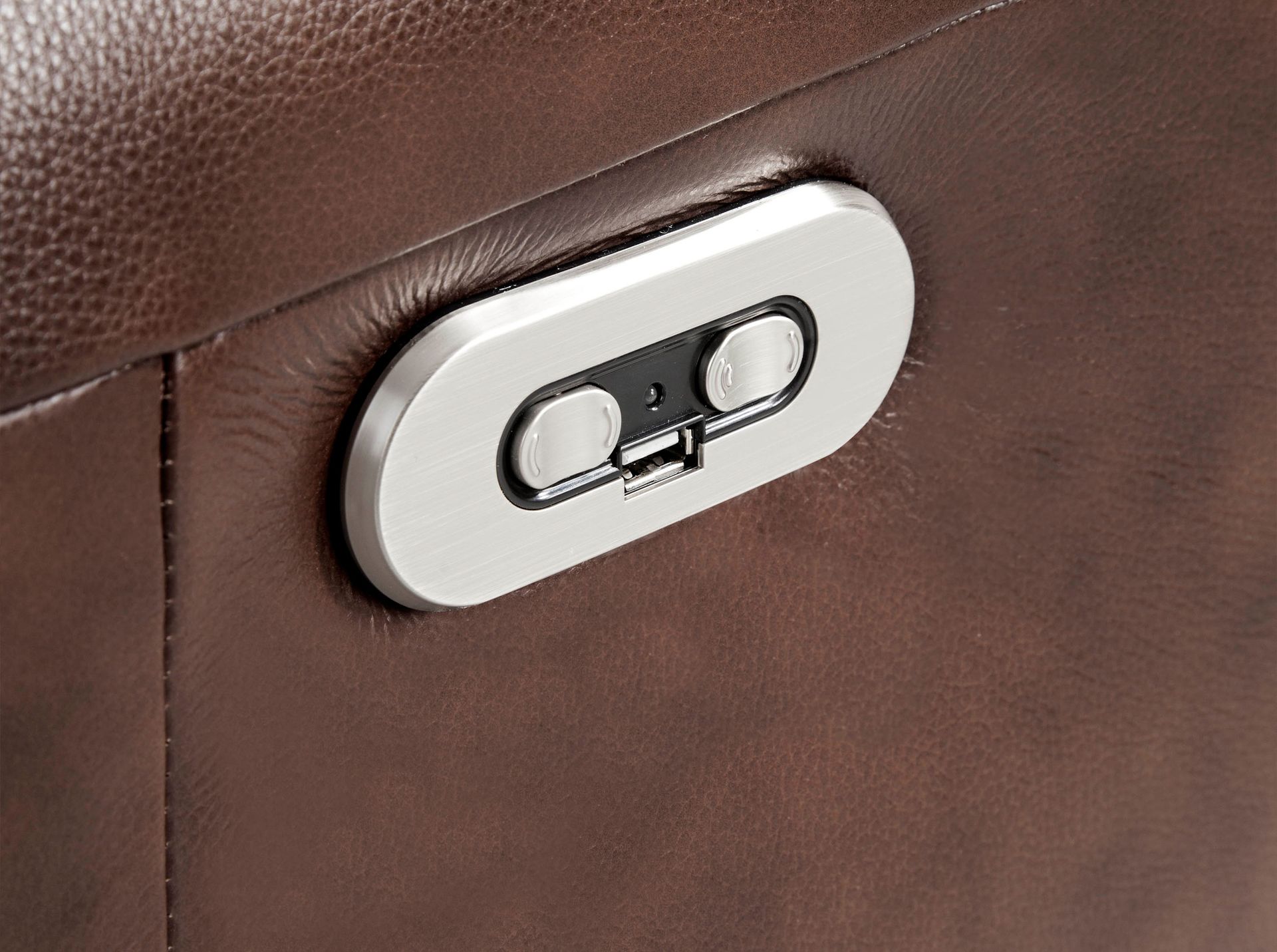 Chocolate brown leather swivel armchair