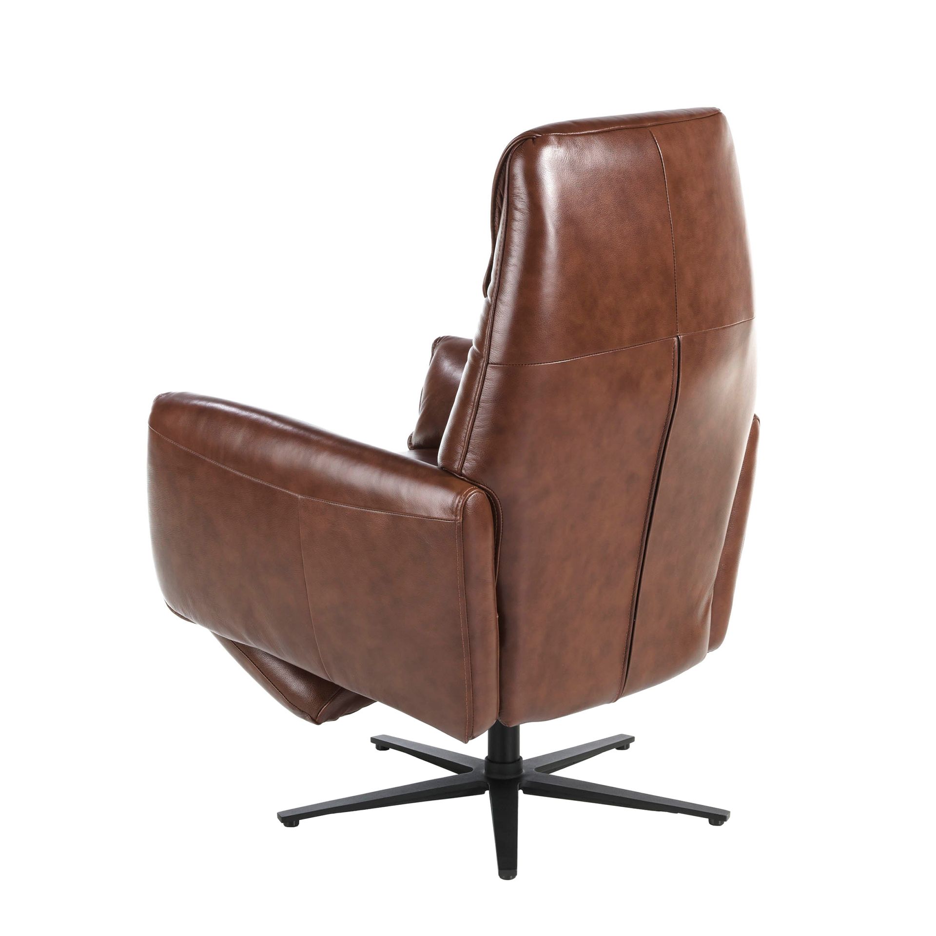 Chocolate brown leather swivel armchair