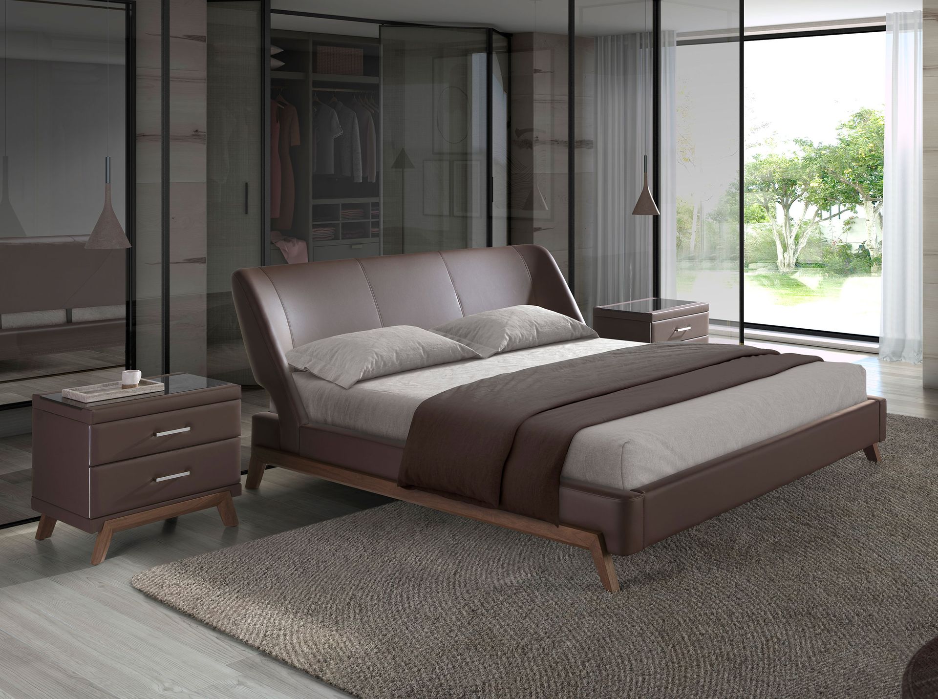 Chocolate brown leatherette bed