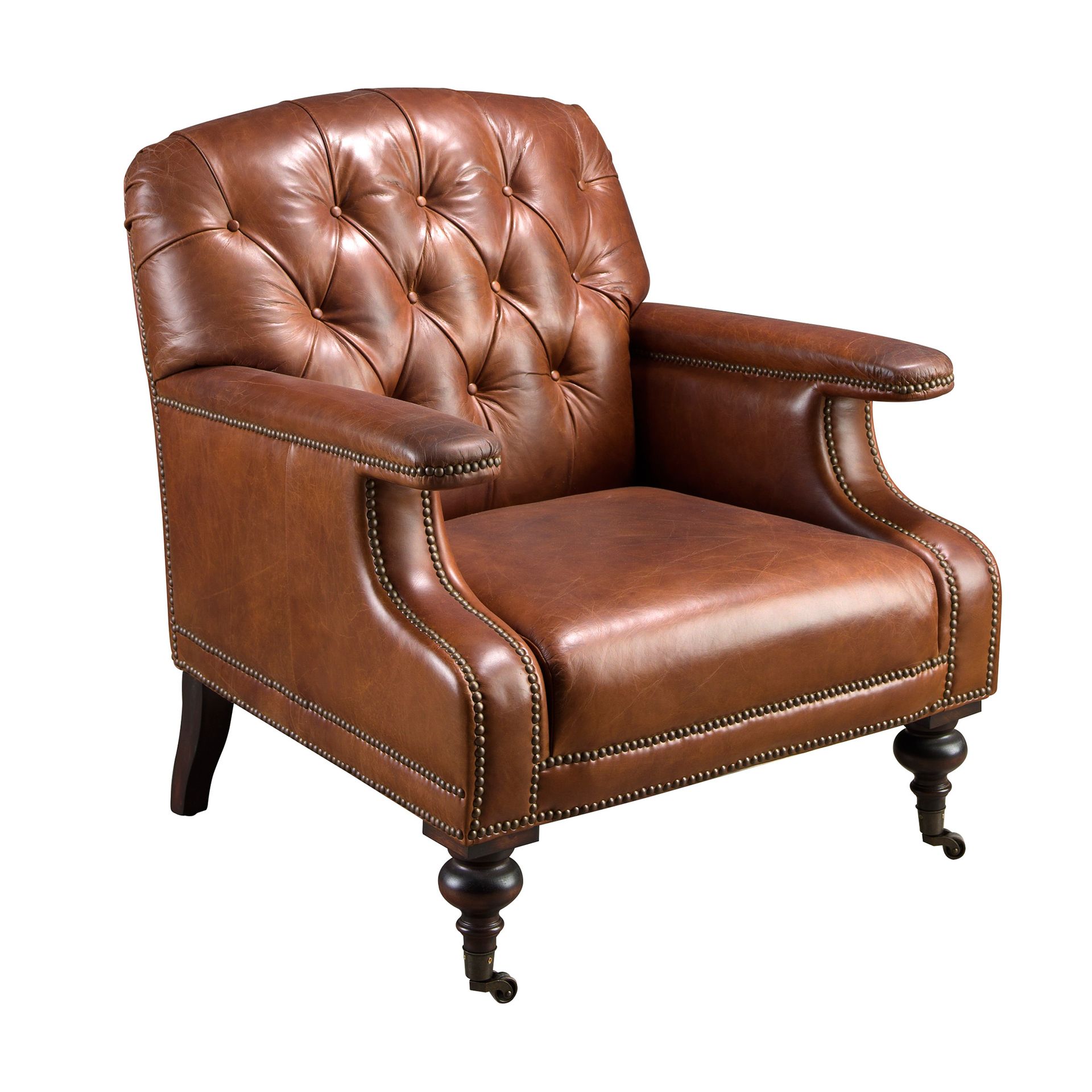 Cognac brown leather Chester armchair
