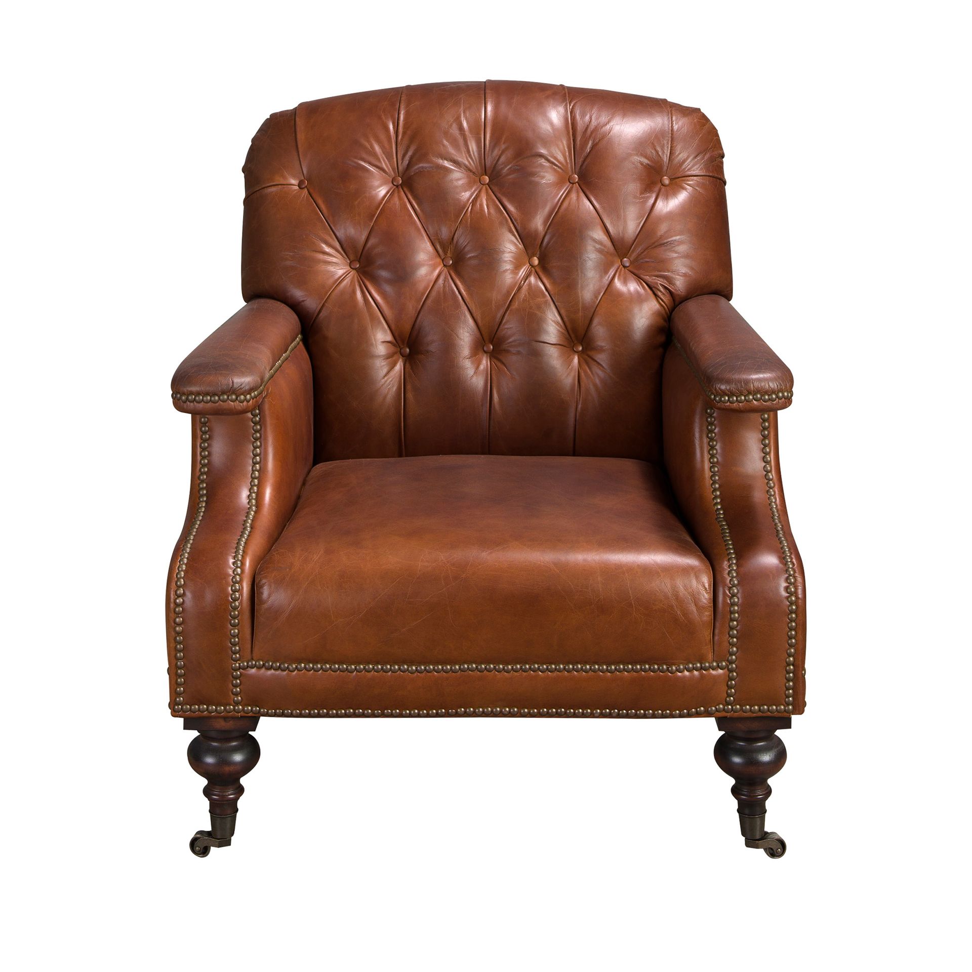 Cognac brown leather Chester armchair