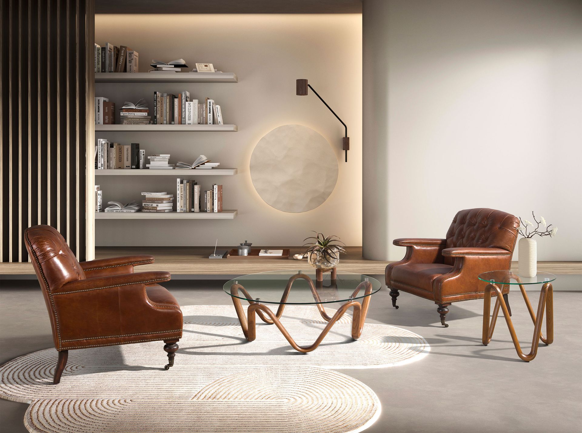 Cognac brown leather Chester armchair