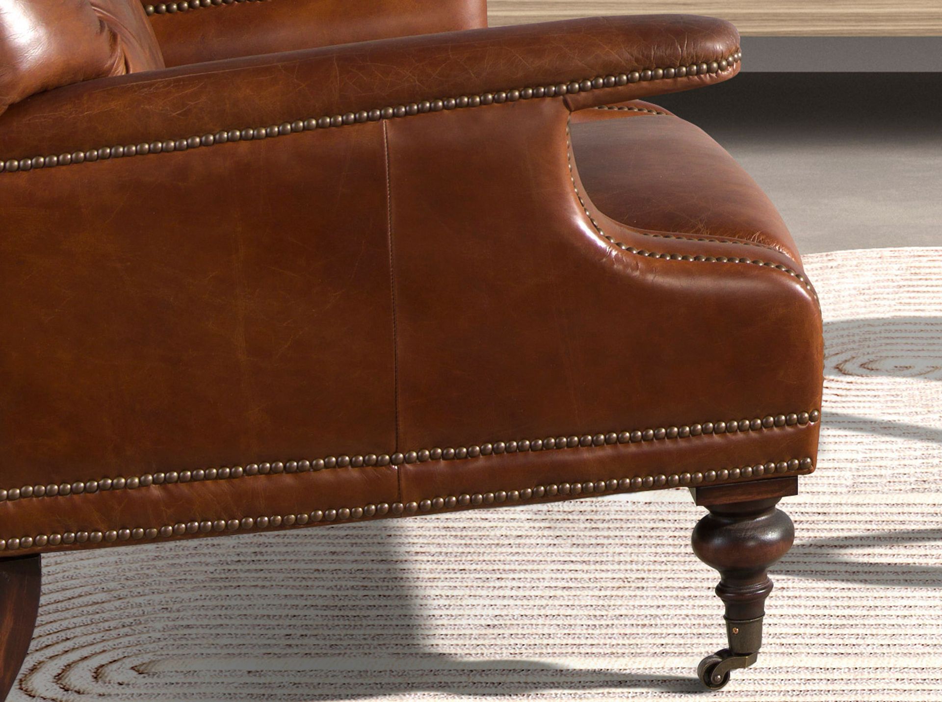 Cognac brown leather Chester armchair