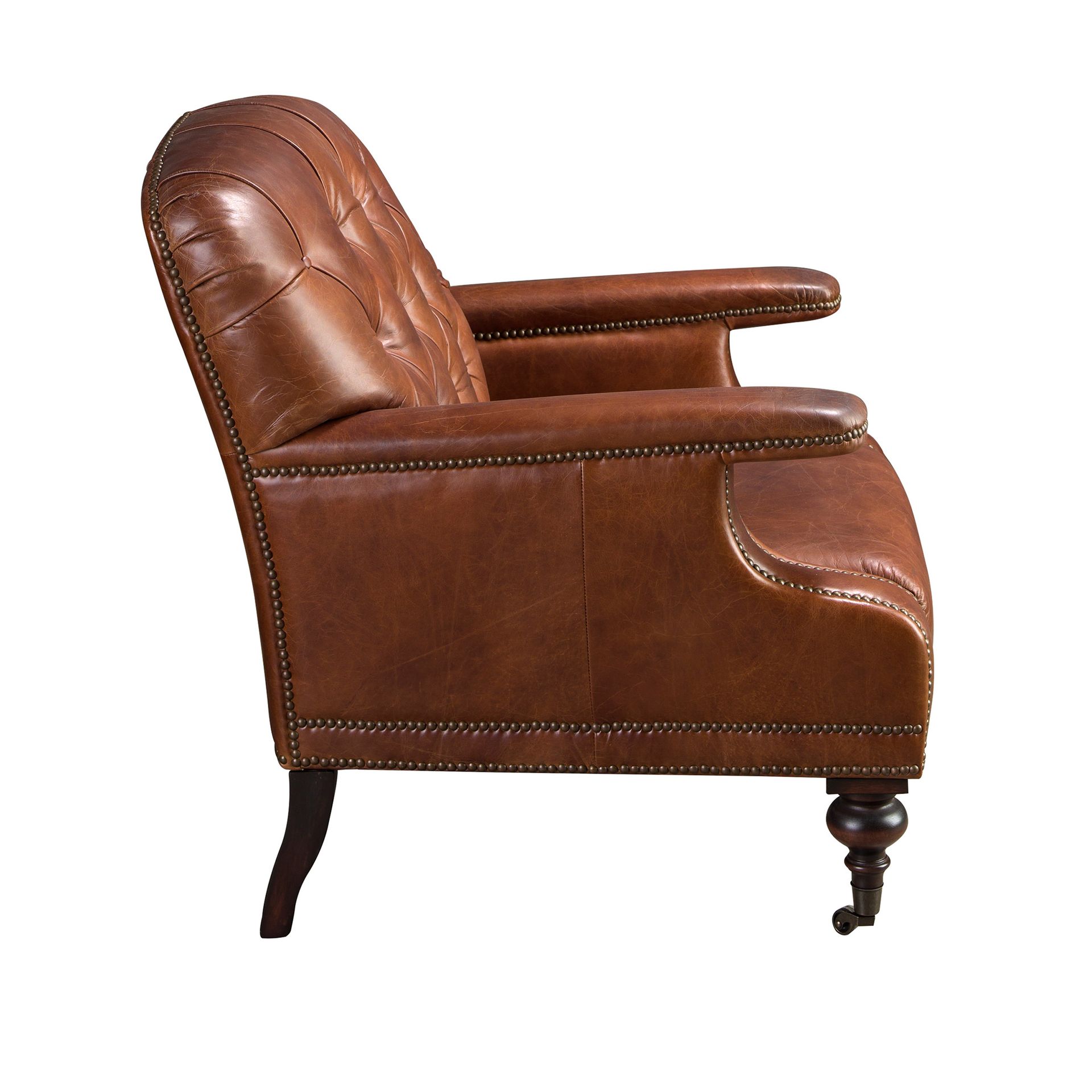 Cognac brown leather Chester armchair