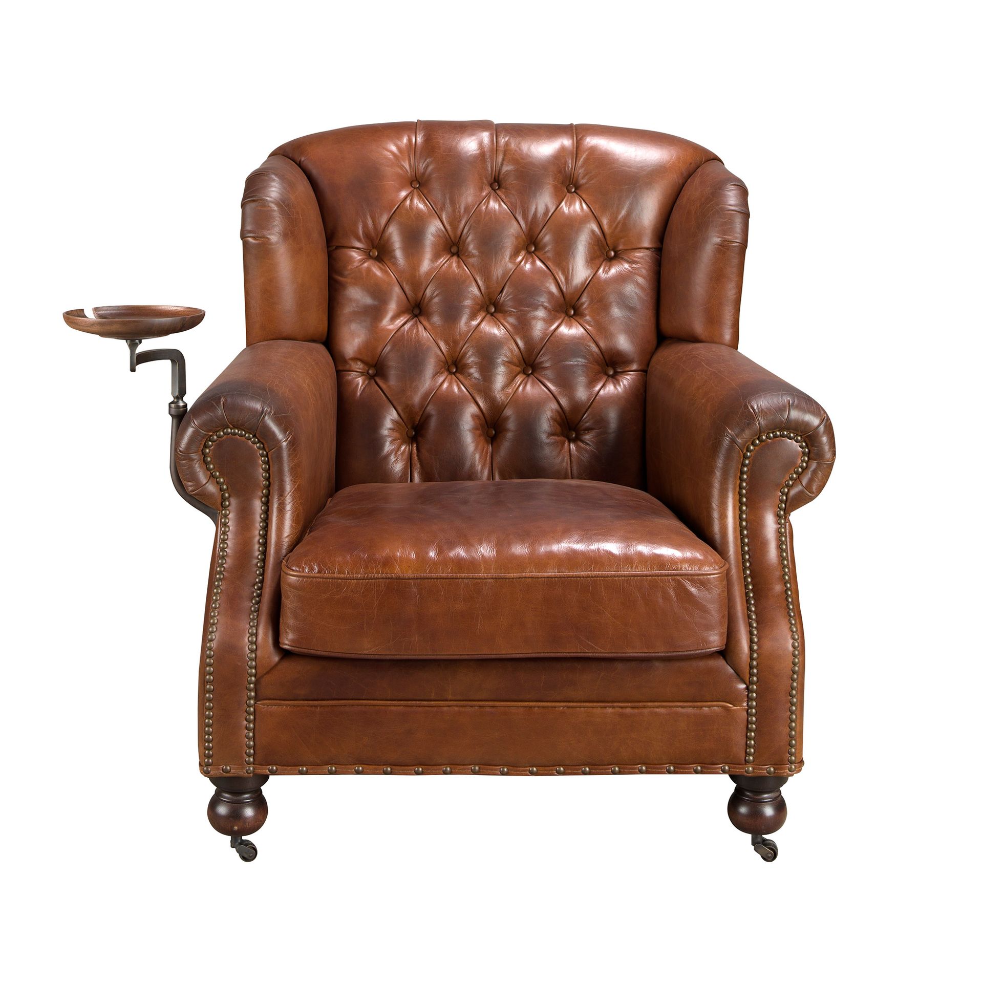 Cognac brown leather Chester armchair