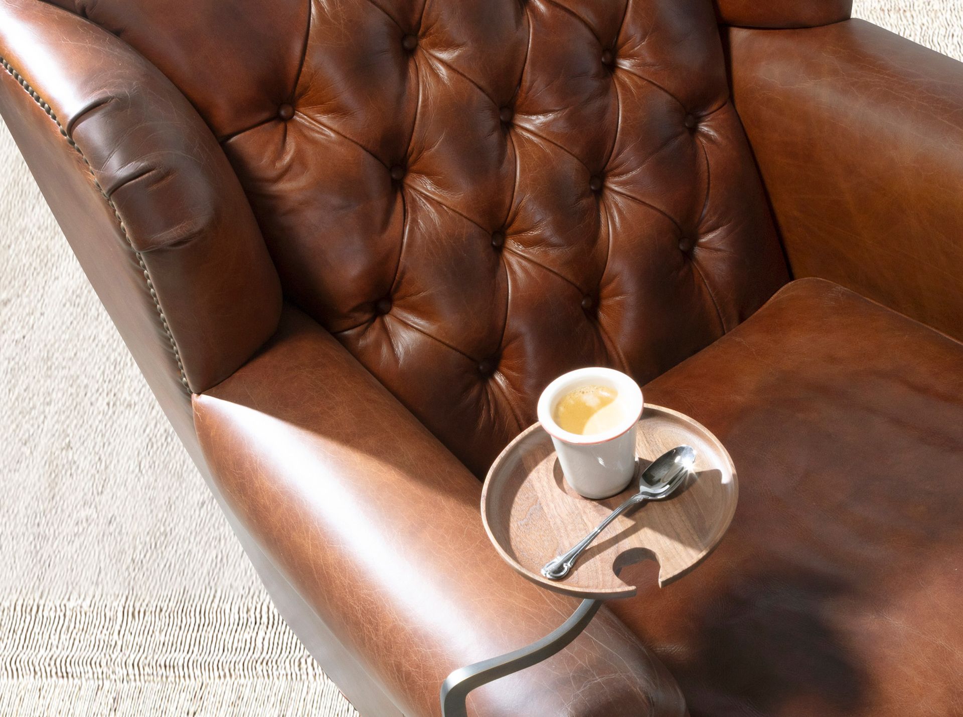 Cognac brown leather Chester armchair