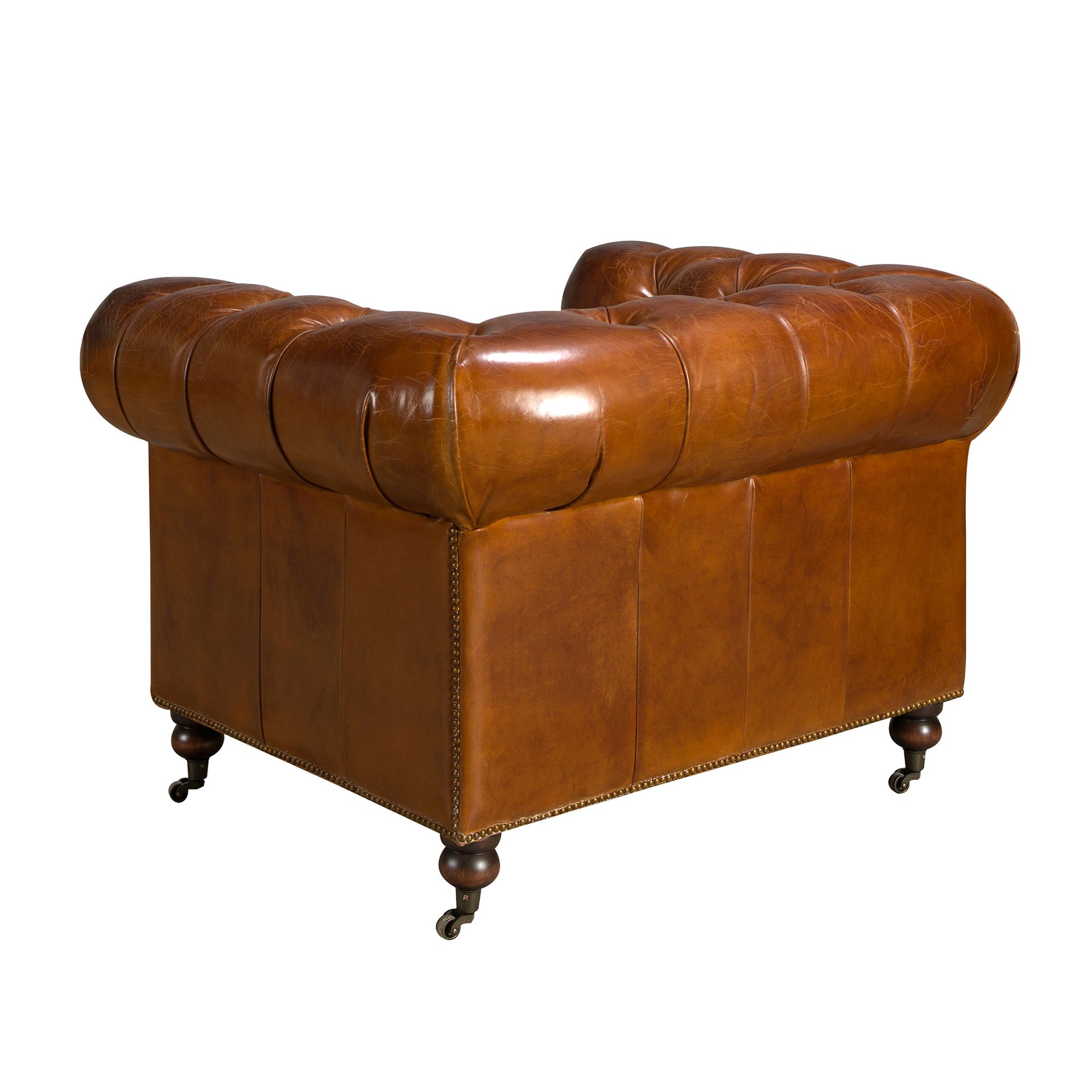 Cognac brown leather Chester armchair