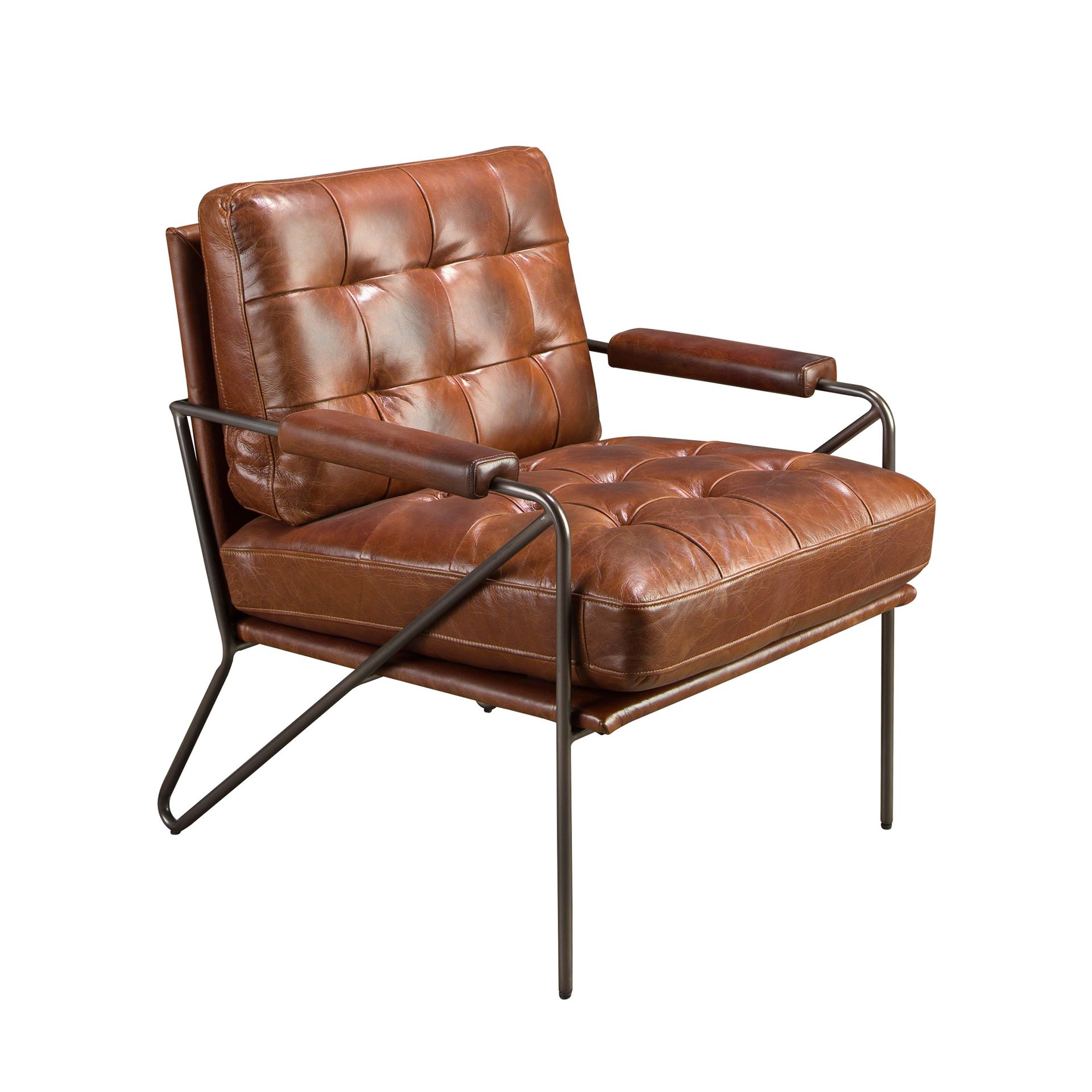 Cognac brown leather armchair