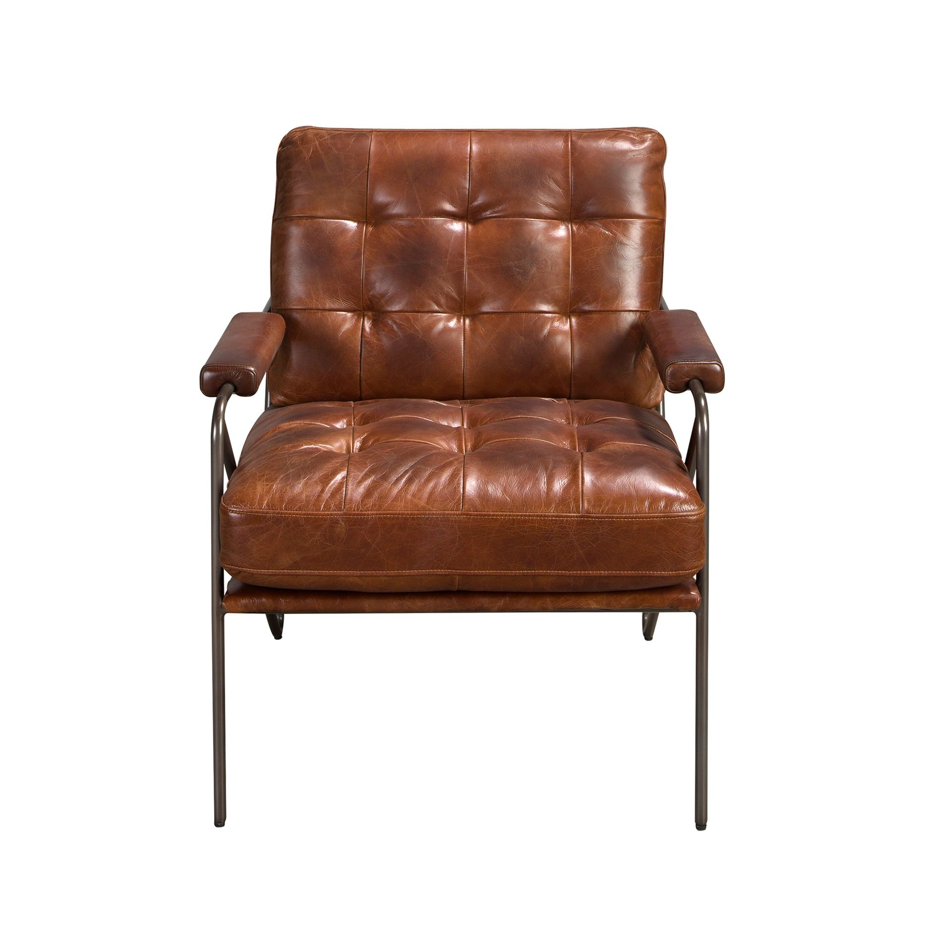 Cognac brown leather armchair