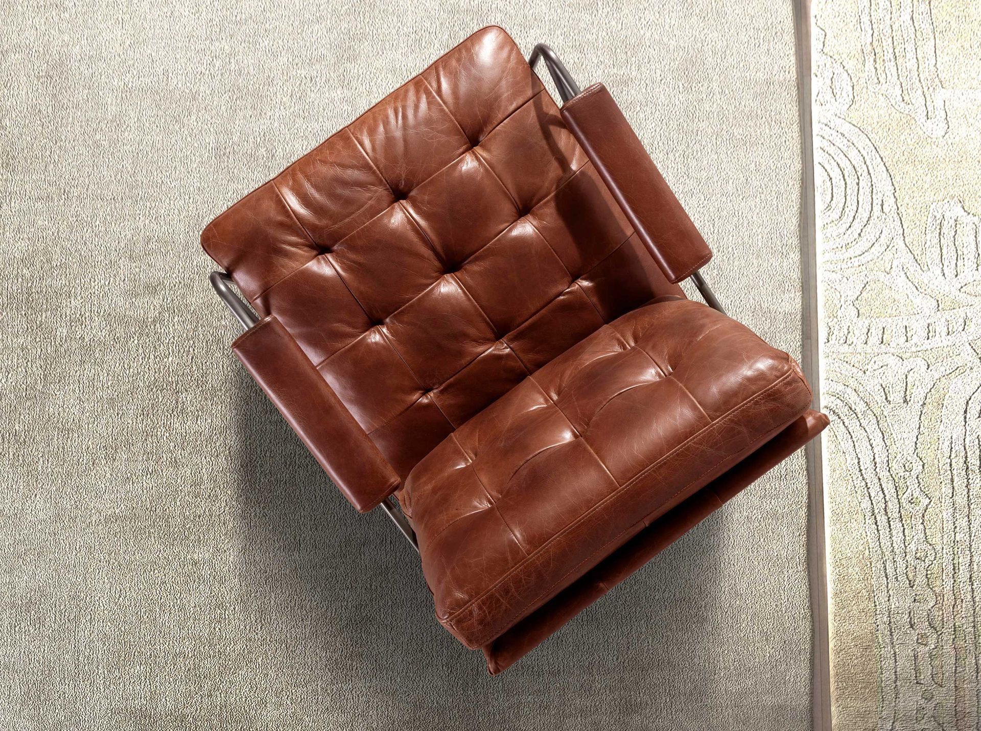 Cognac brown leather armchair