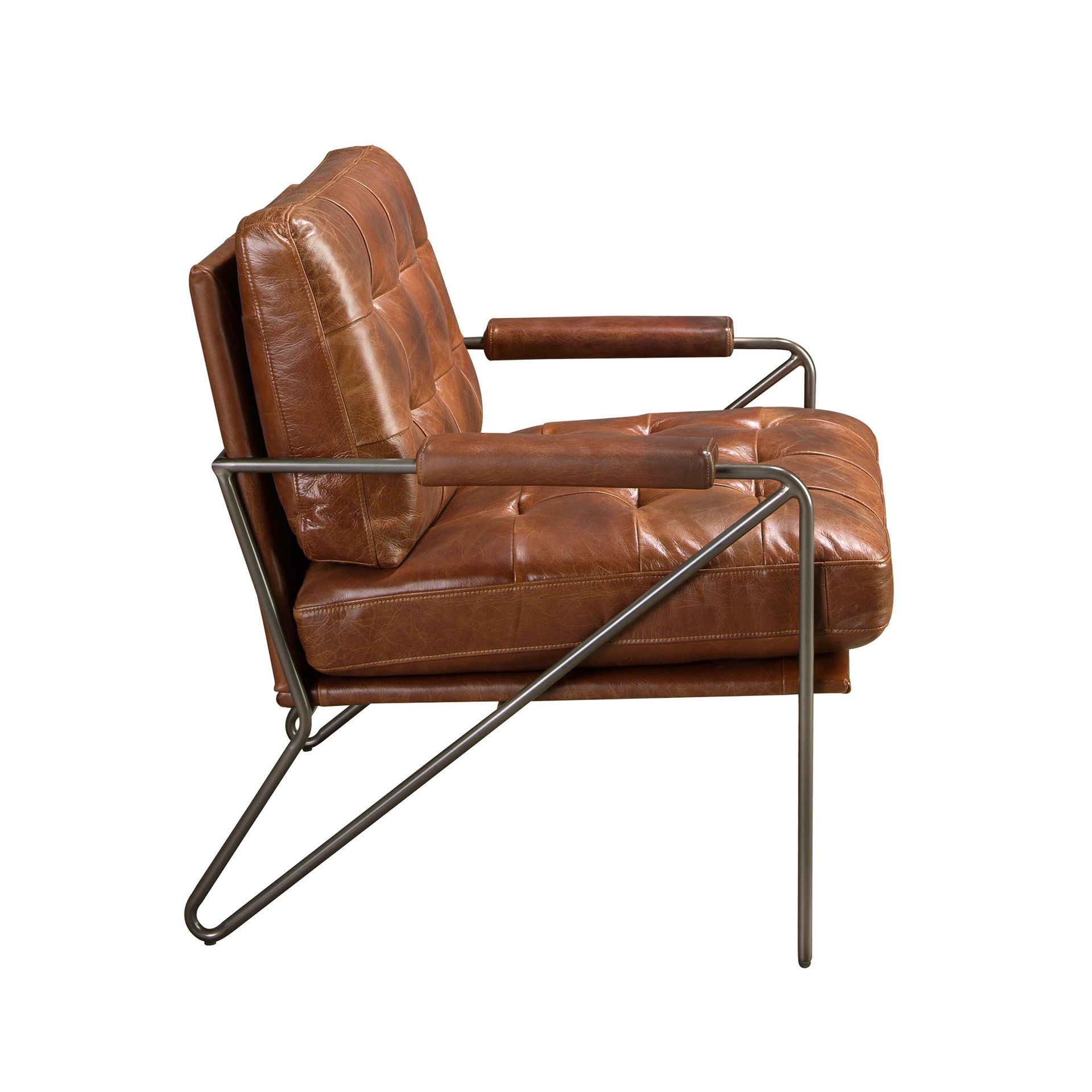 Cognac brown leather armchair