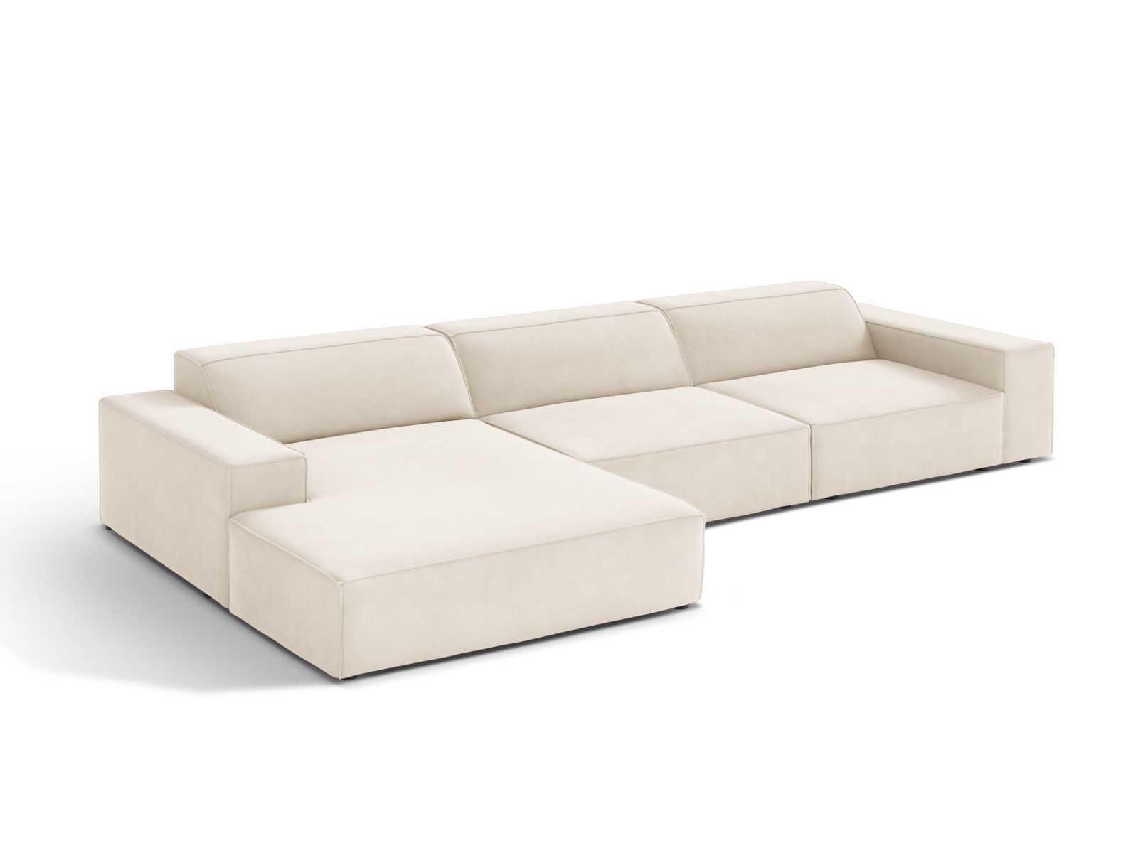Velvet Modular Left Corner Sofa, "Jodie", 4 Seats, 284x162x77