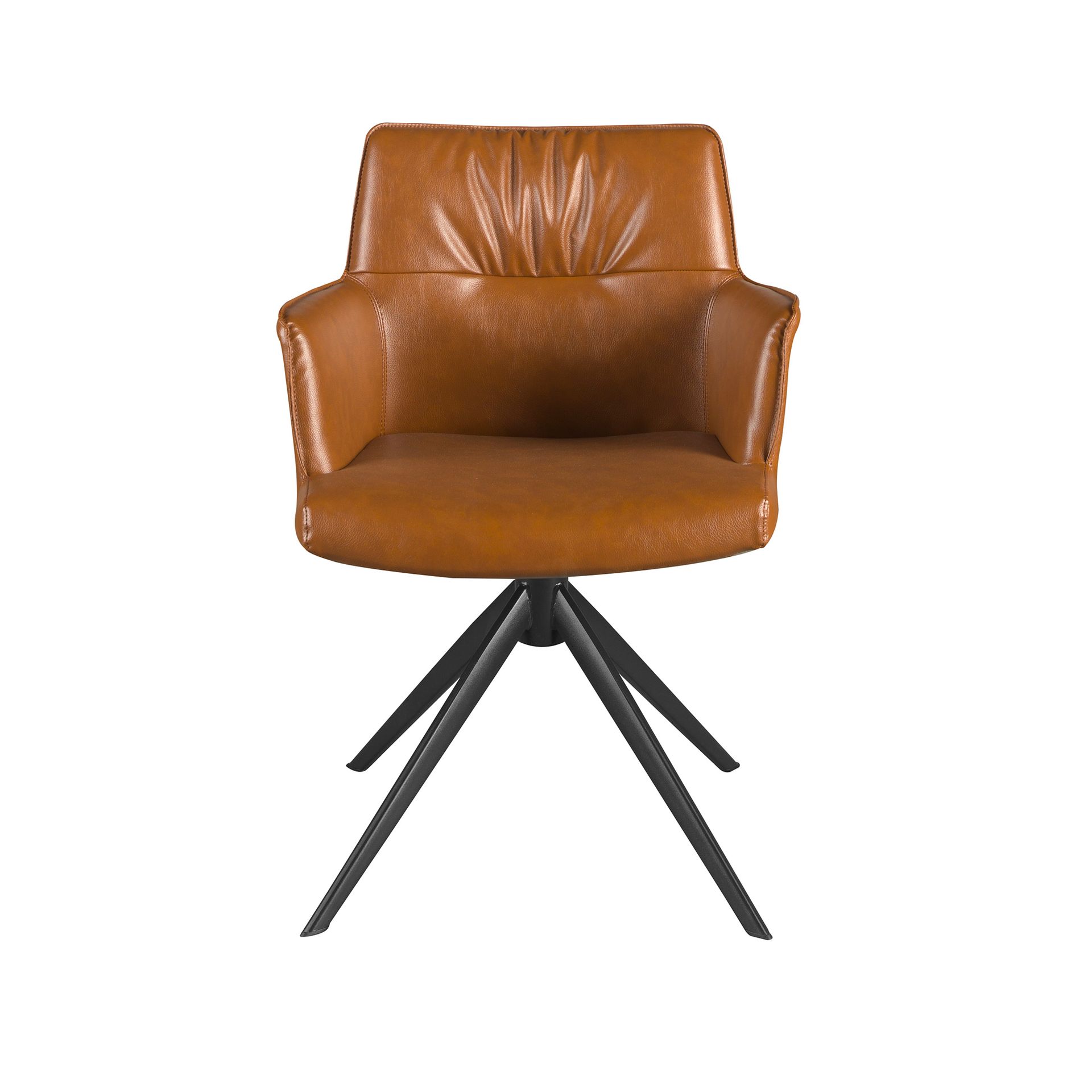 Cognac brown leatherette swivel chair