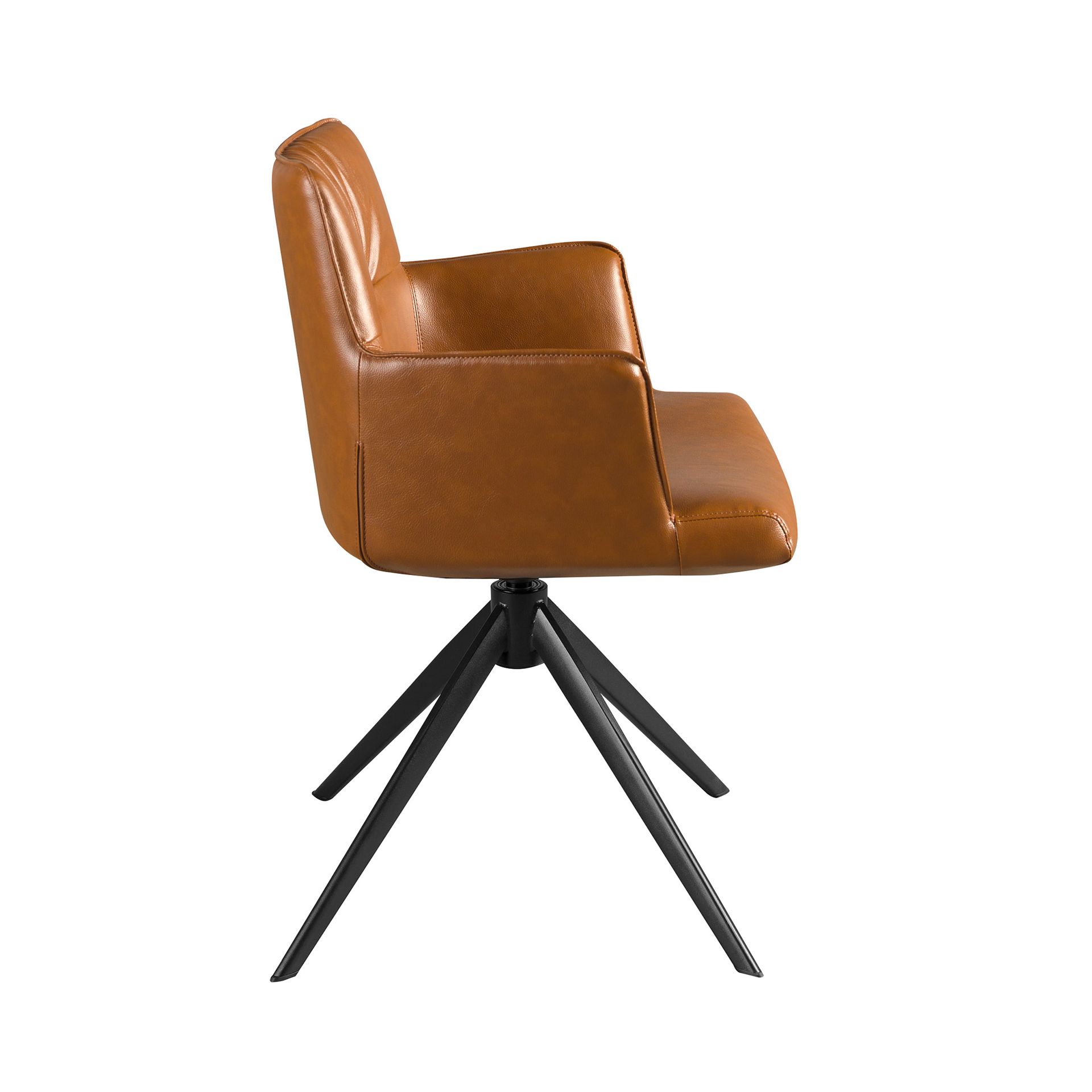 Cognac brown leatherette swivel chair
