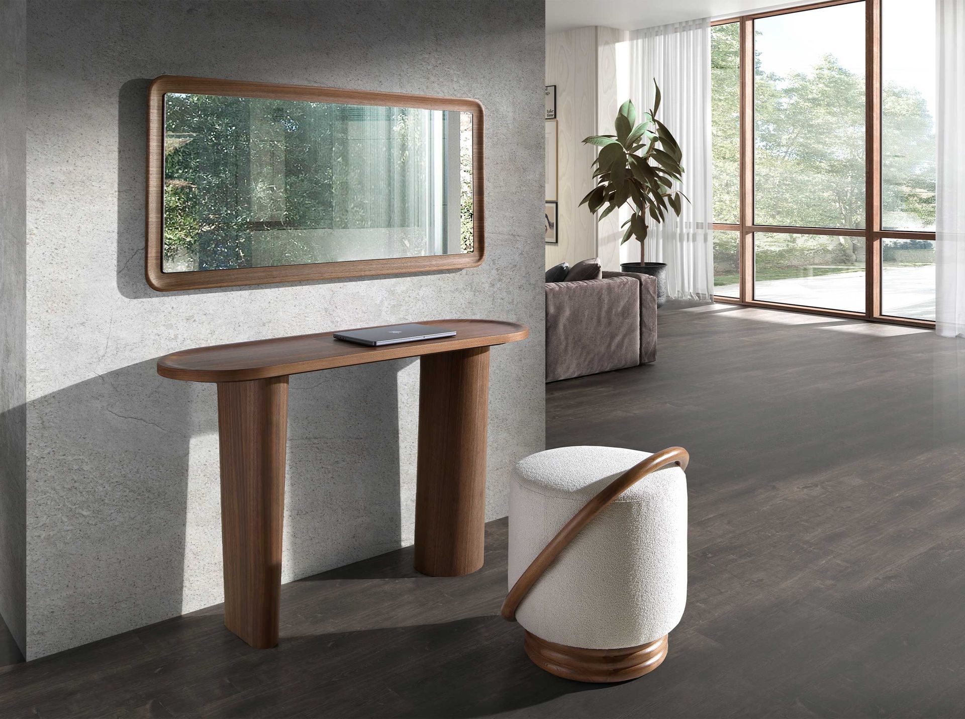 Console oval walnut half point