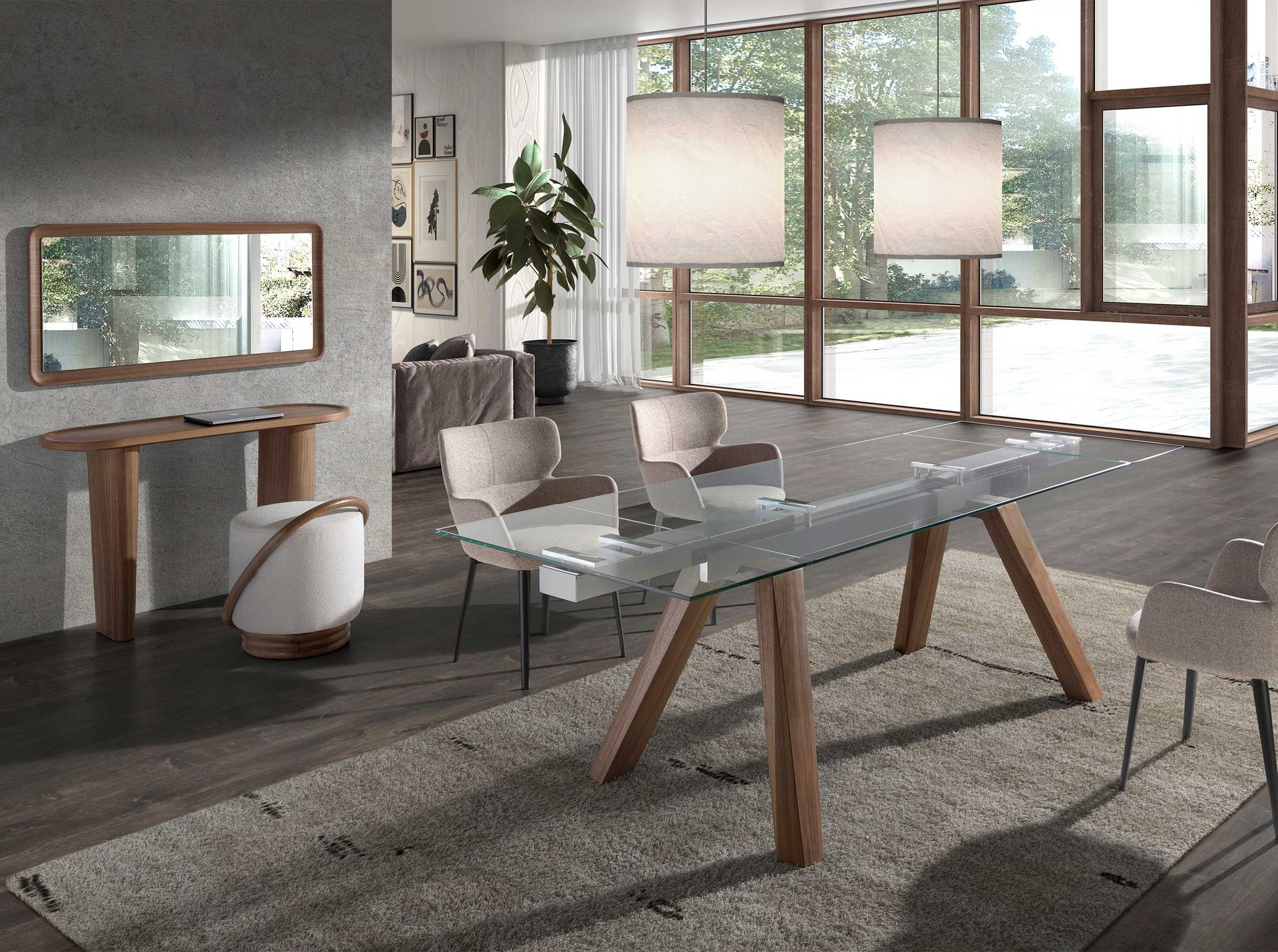 Console oval walnut half point