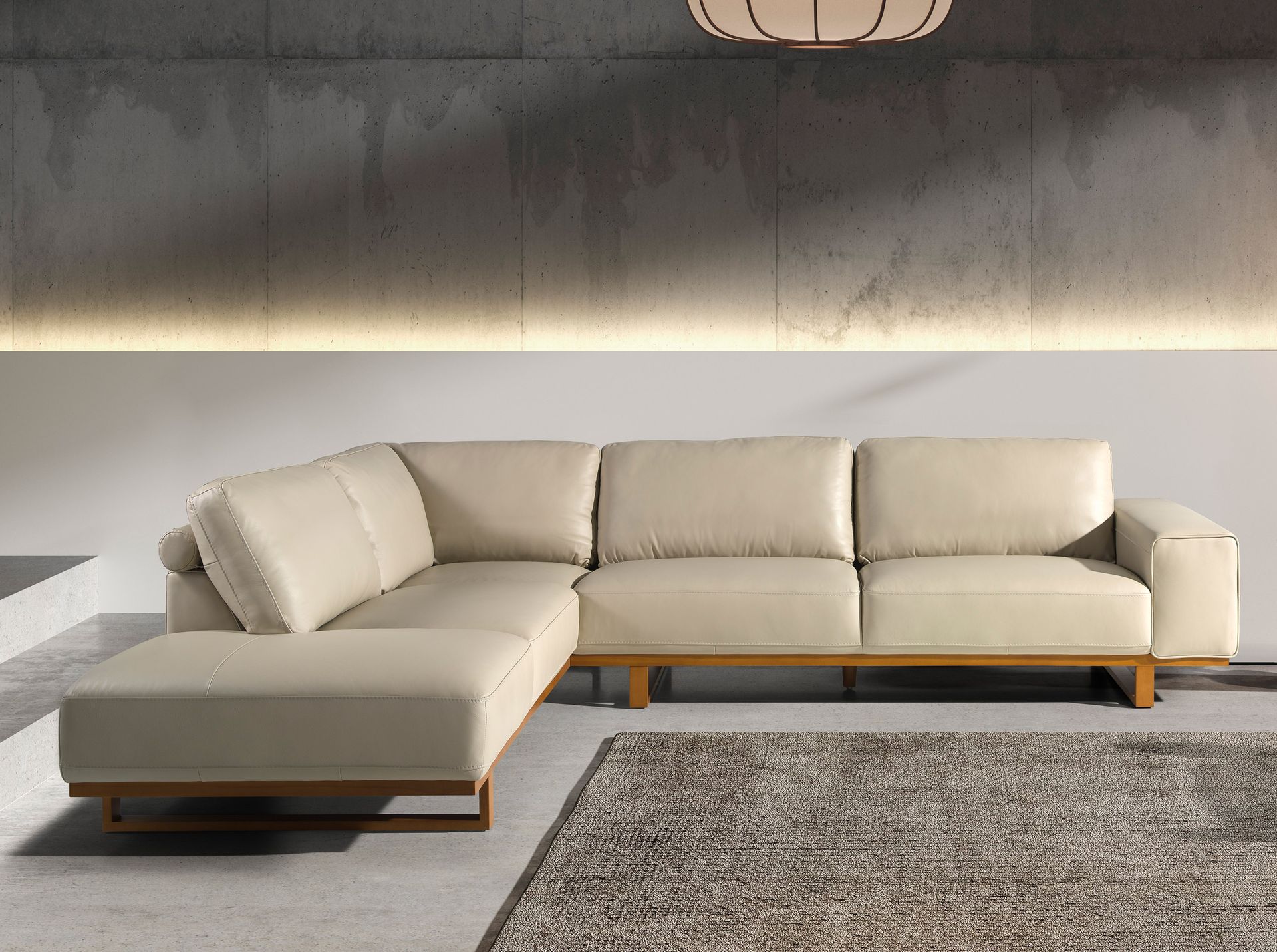 Corner sofa left sand leather