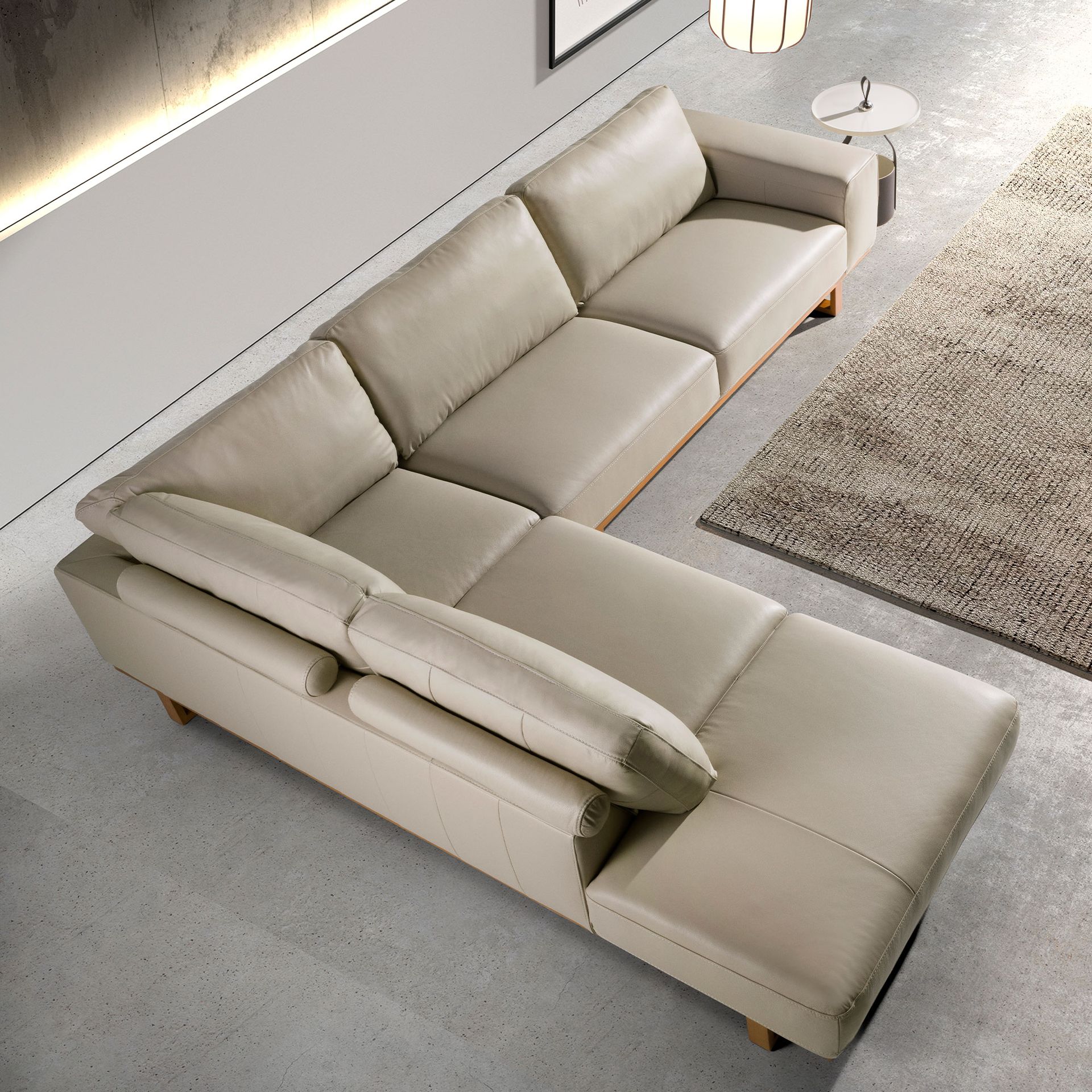 Corner sofa left sand leather