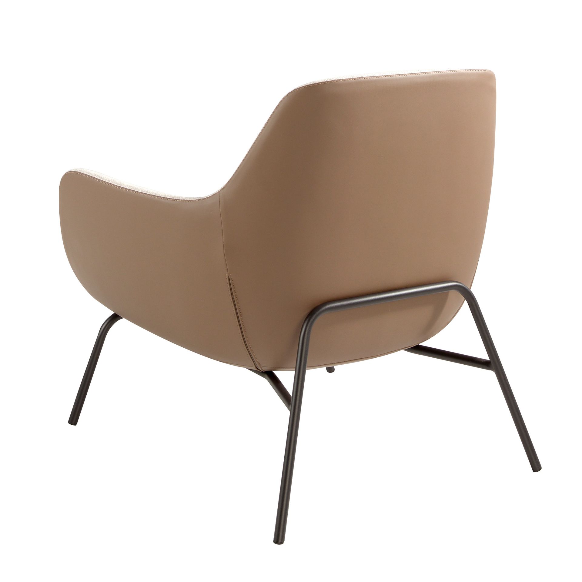 Cream fabric and brown leatherette armchair