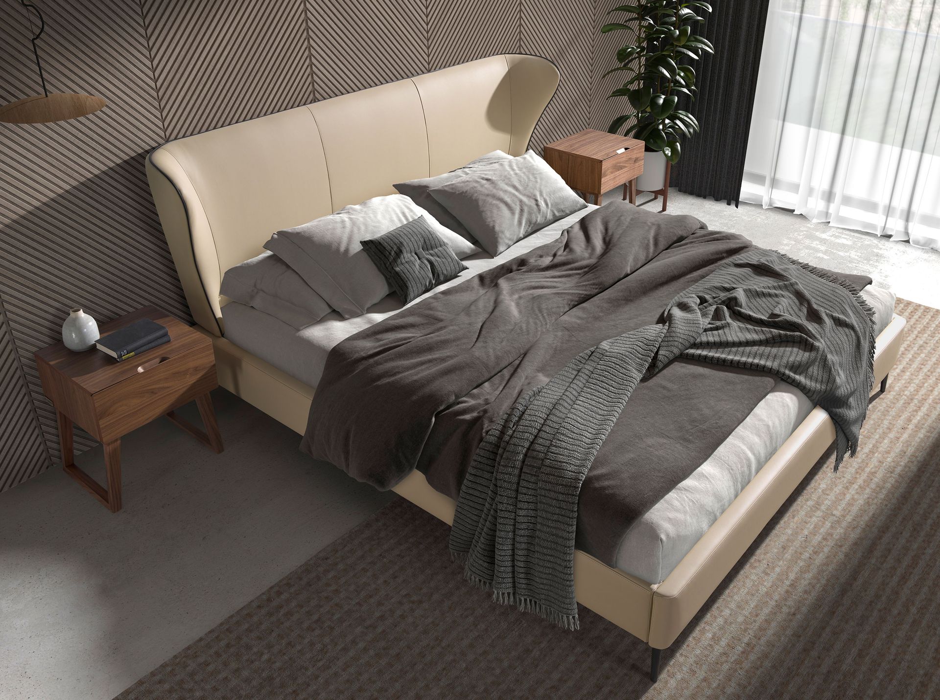 Cream leatherette bed
