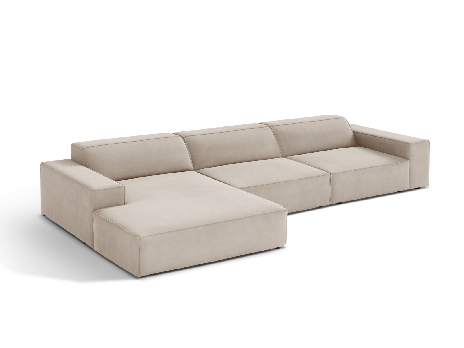 Velvet Modular Left Corner Sofa, "Jodie", 4 Seats, 284x162x77