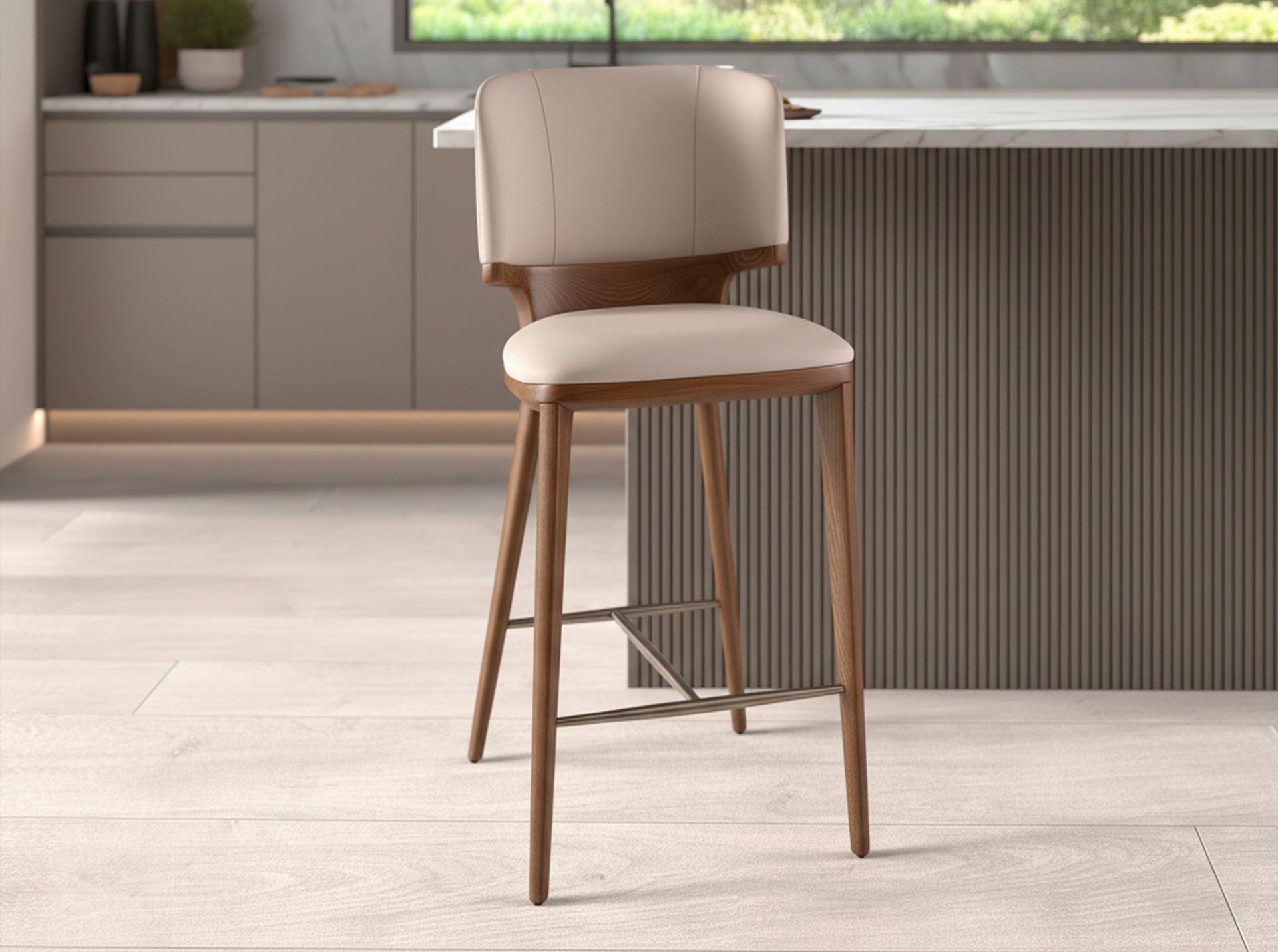 Cream leatherette stool