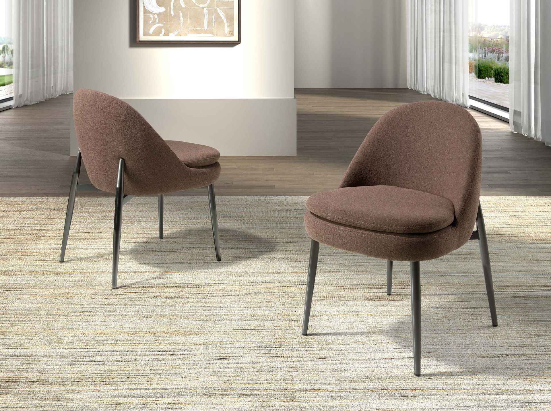 Dark brown fabric chair