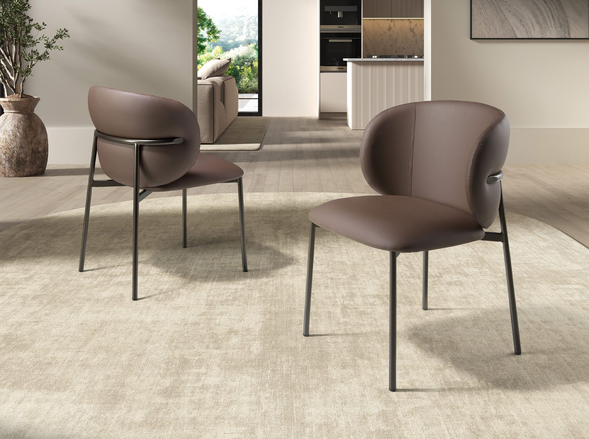 Dark brown leatherette chair