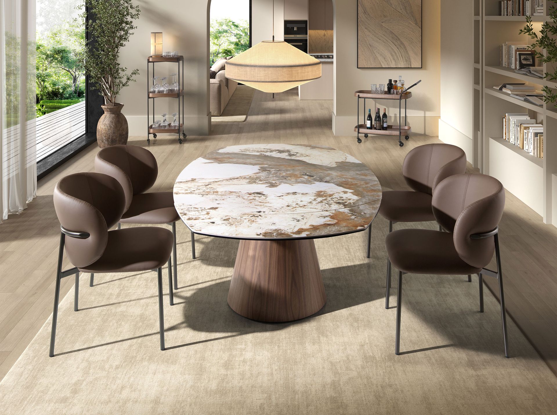 Dark brown leatherette chair