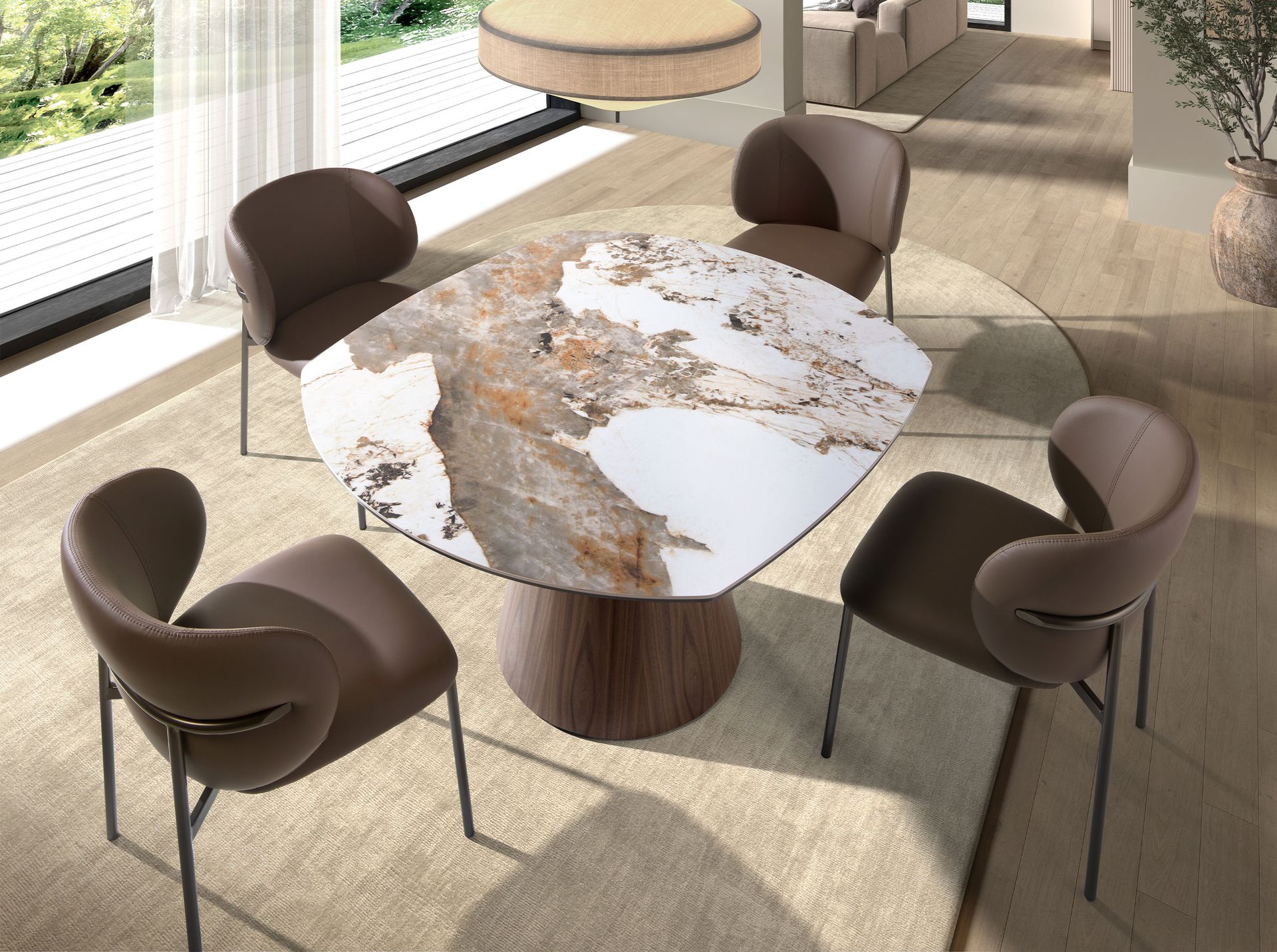 Dark brown leatherette chair