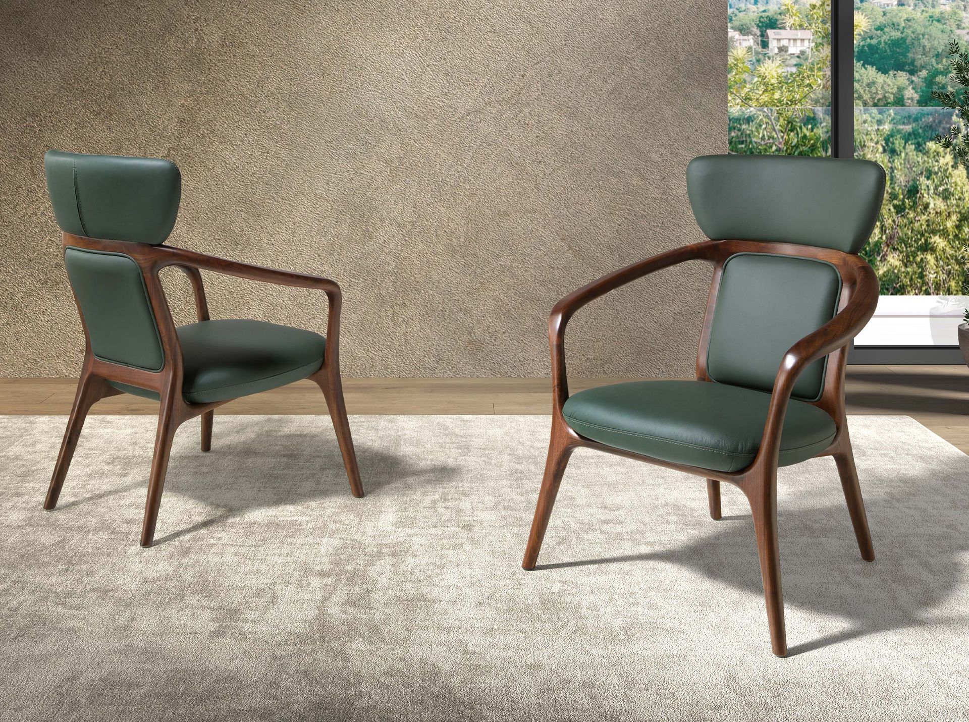 Dark green leatherette  armchair