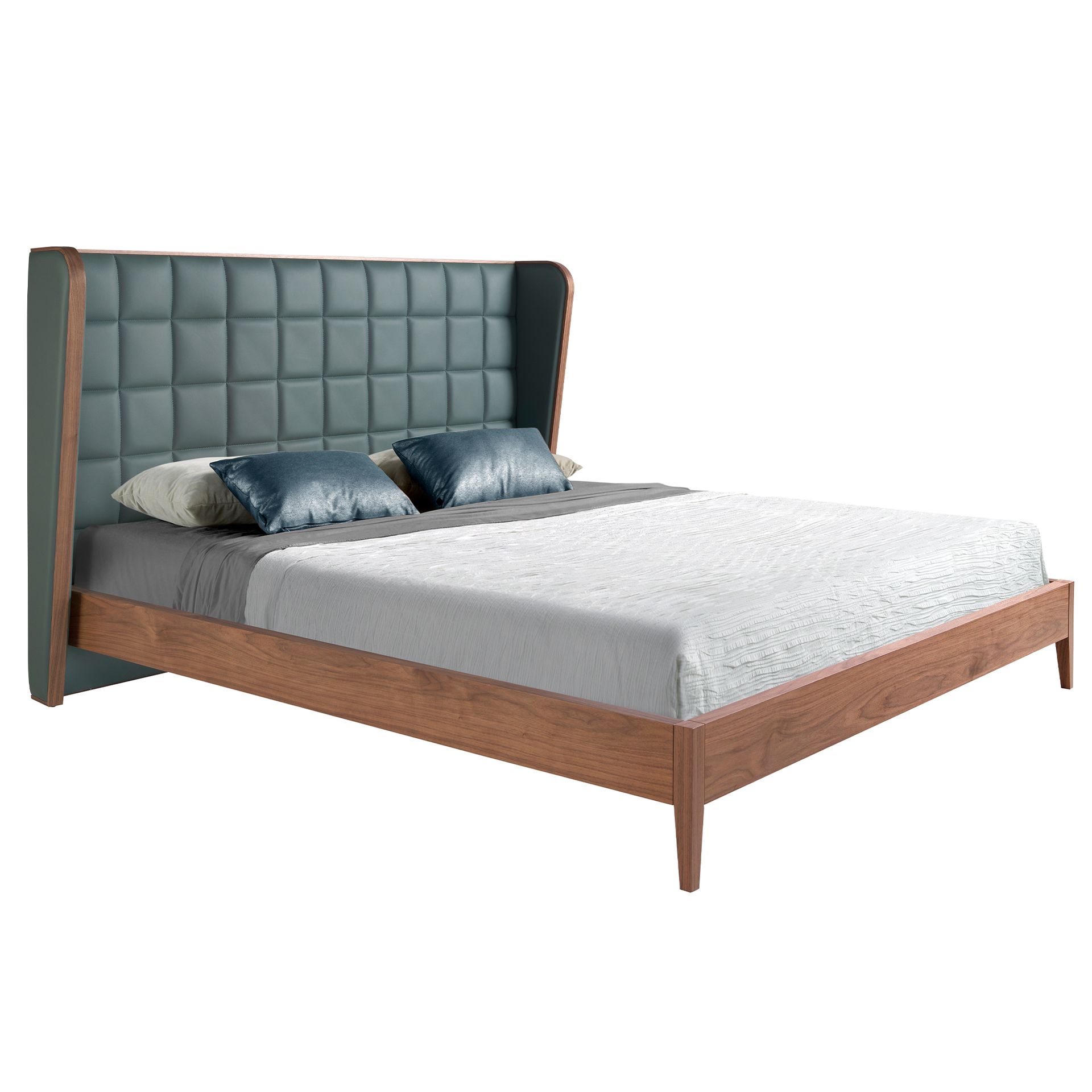 Dark green leatherette bed