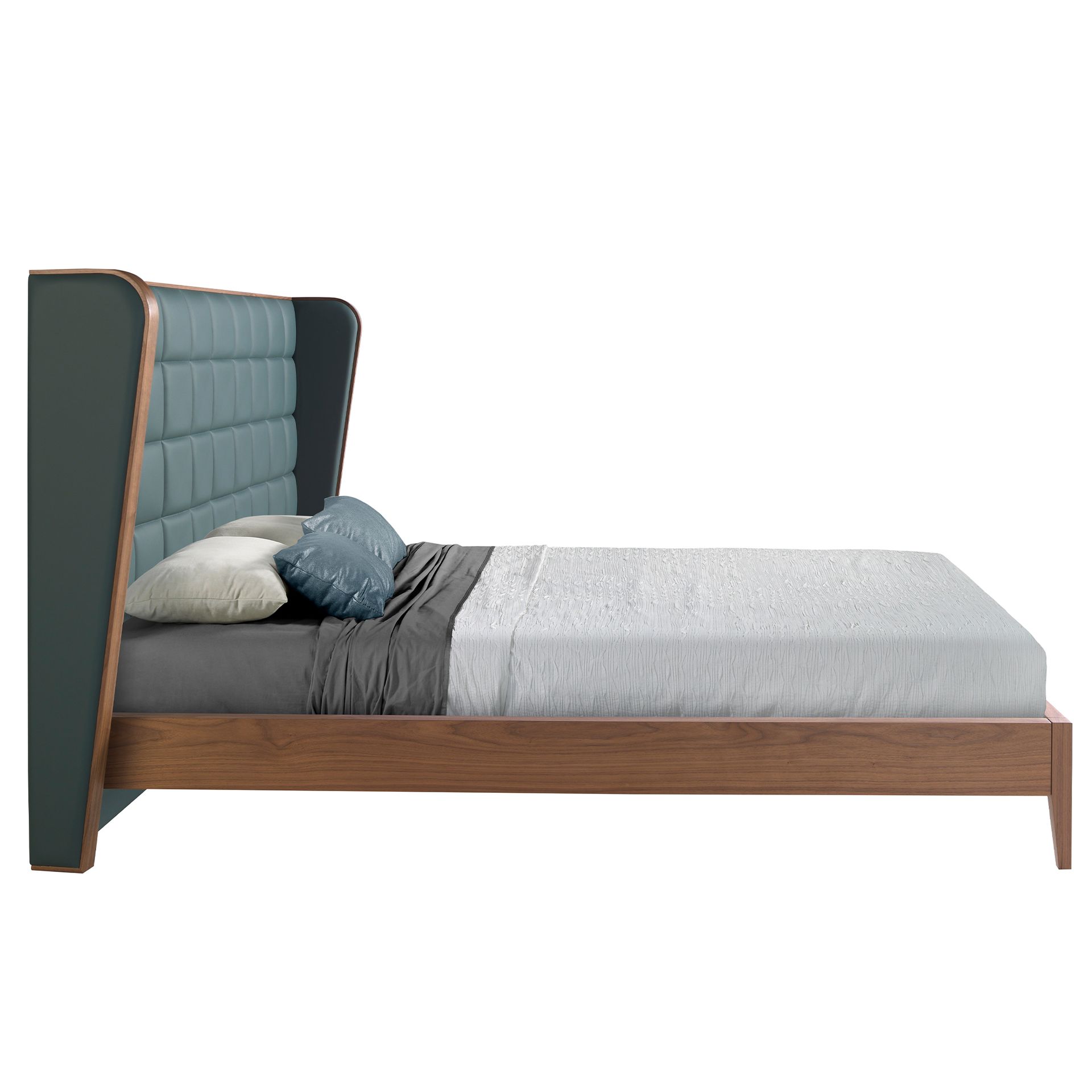 Dark green leatherette bed