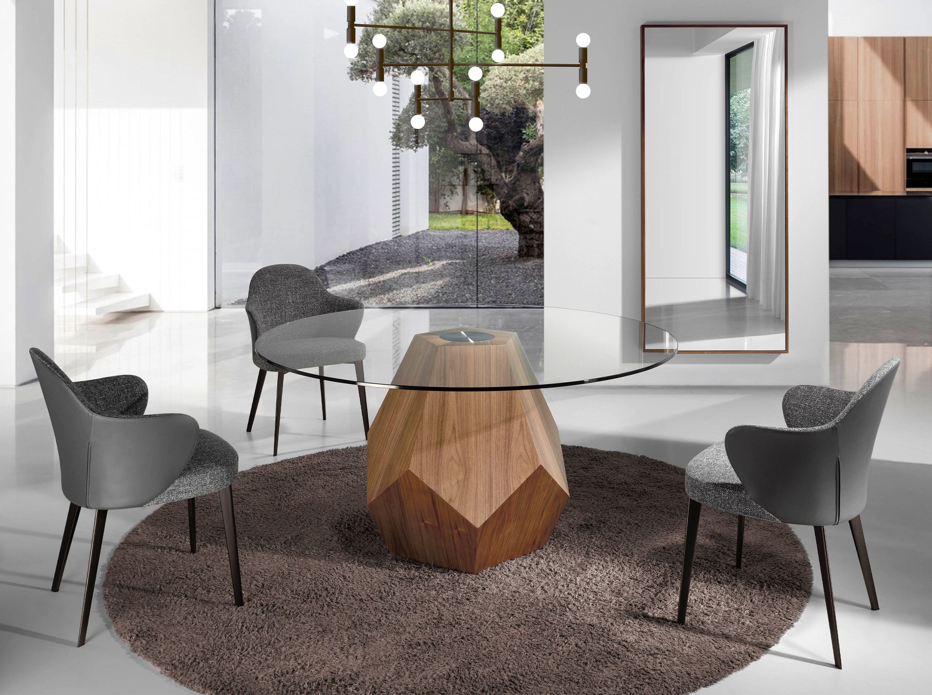 Dark grey fabric and leatherette chair
